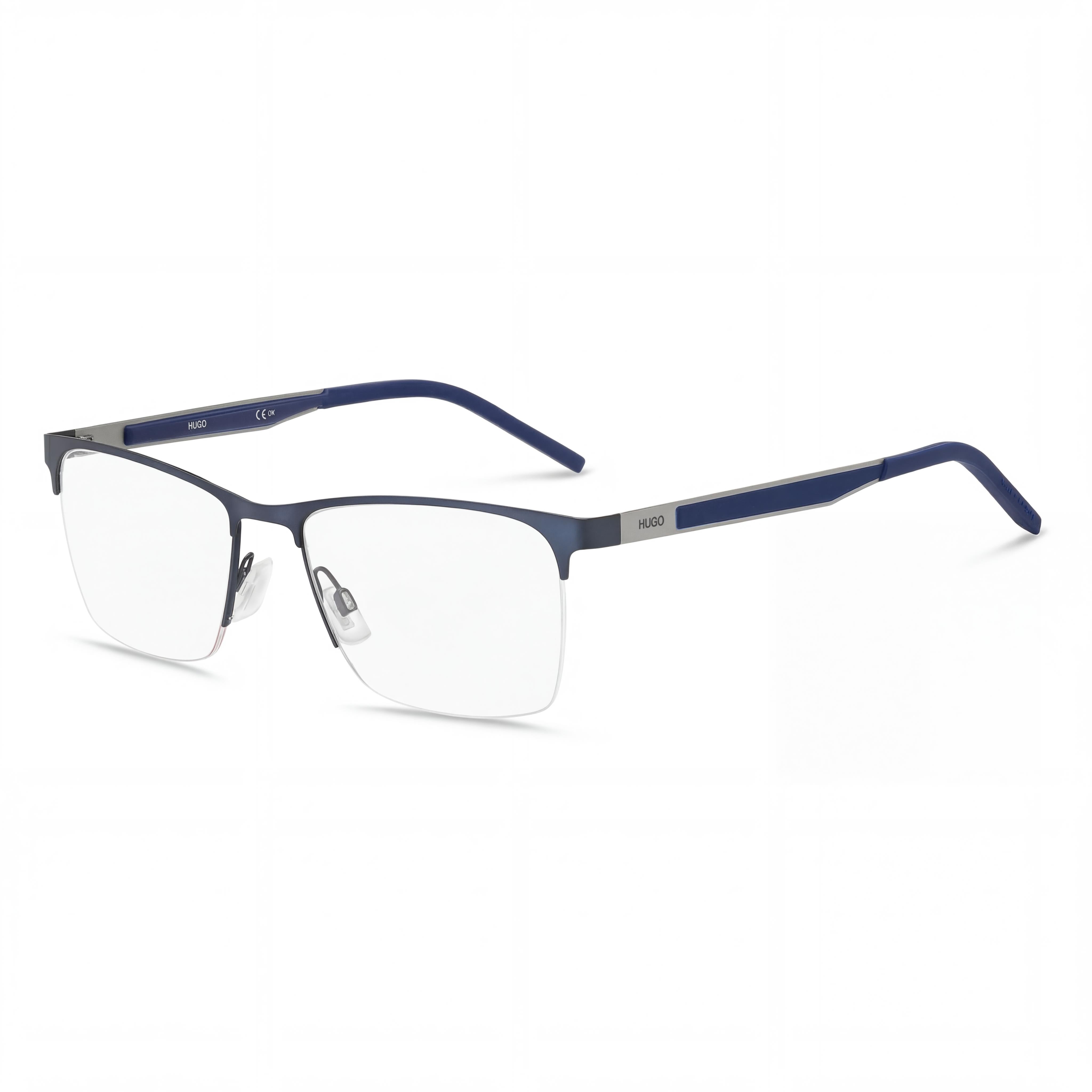 Hugo Boss Hg 1142 Gafas de sol modernas para mujer con montura de acero aleado azul mate y lentes de policarbonato de 56 mm, Photo 1