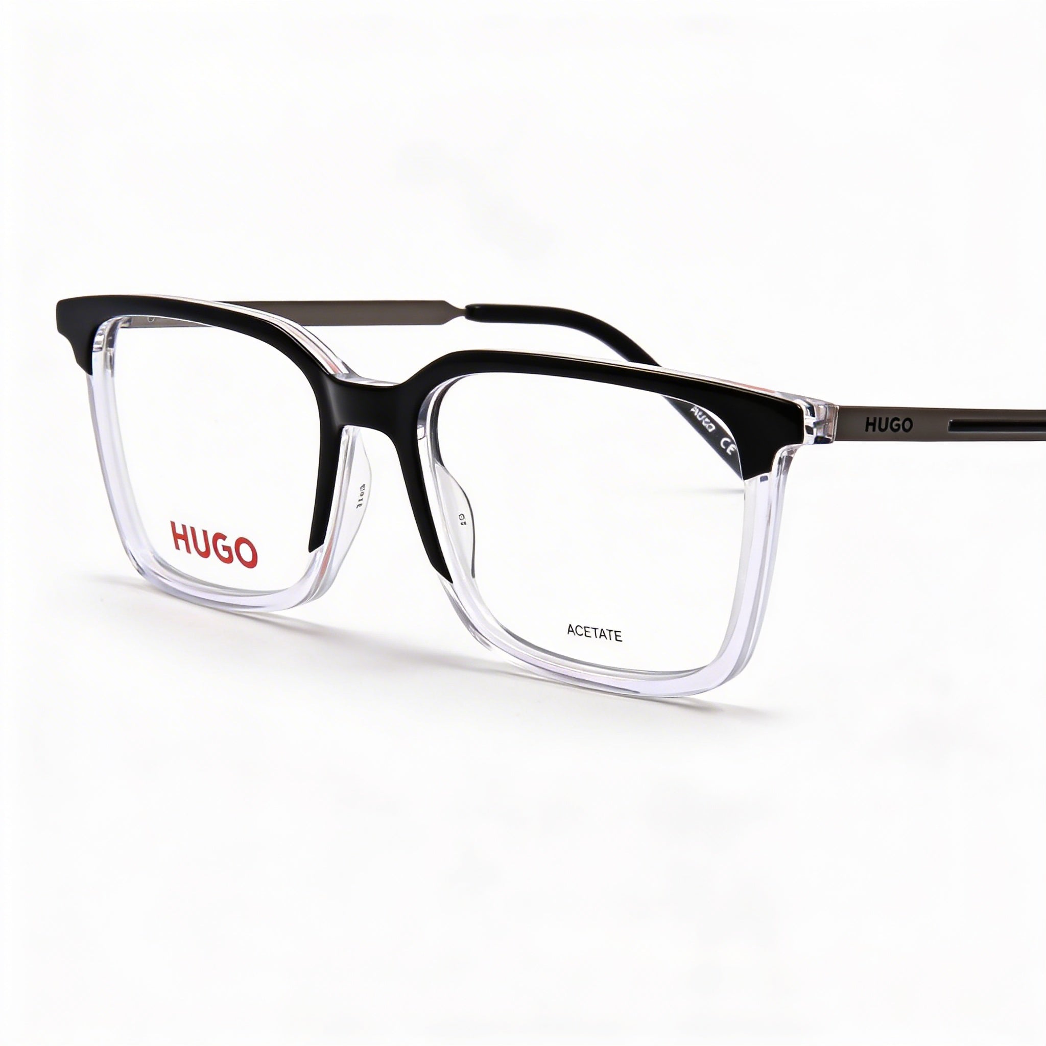 Hugo Boss Modern Unisex Acetate Black Crystal Frame Non- Polycarbonate UV Protected Eyewear 53mm, Photo 2
