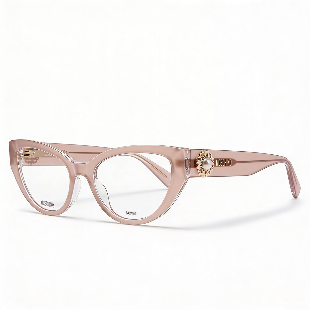 Gafas de sol modernas Moschino para mujer con montura de acetato color piel y lentes de policarbonato de 52 mm de ancho.