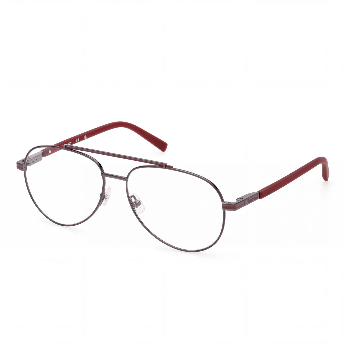 Timberland Tb50050 Men's Ruthenium Frame Eyeglasses, Dark Ruthenium and Dark Red, 57mm, Photo 1
