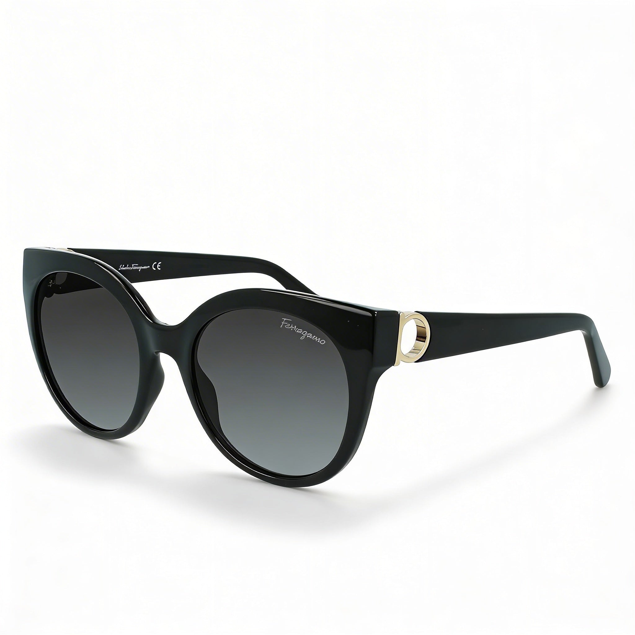 Salvatore Ferragamo Gancini SF1031SL Gafas de Sol Redondas para Mujer Plástico Negro Gris 53mm 100% Protección UV, Photo 1