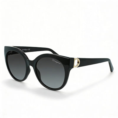 Salvatore Ferragamo Gancini SF1031SL Gafas de Sol Redondas para Mujer Plástico Negro Gris 53mm 100% Protección UV