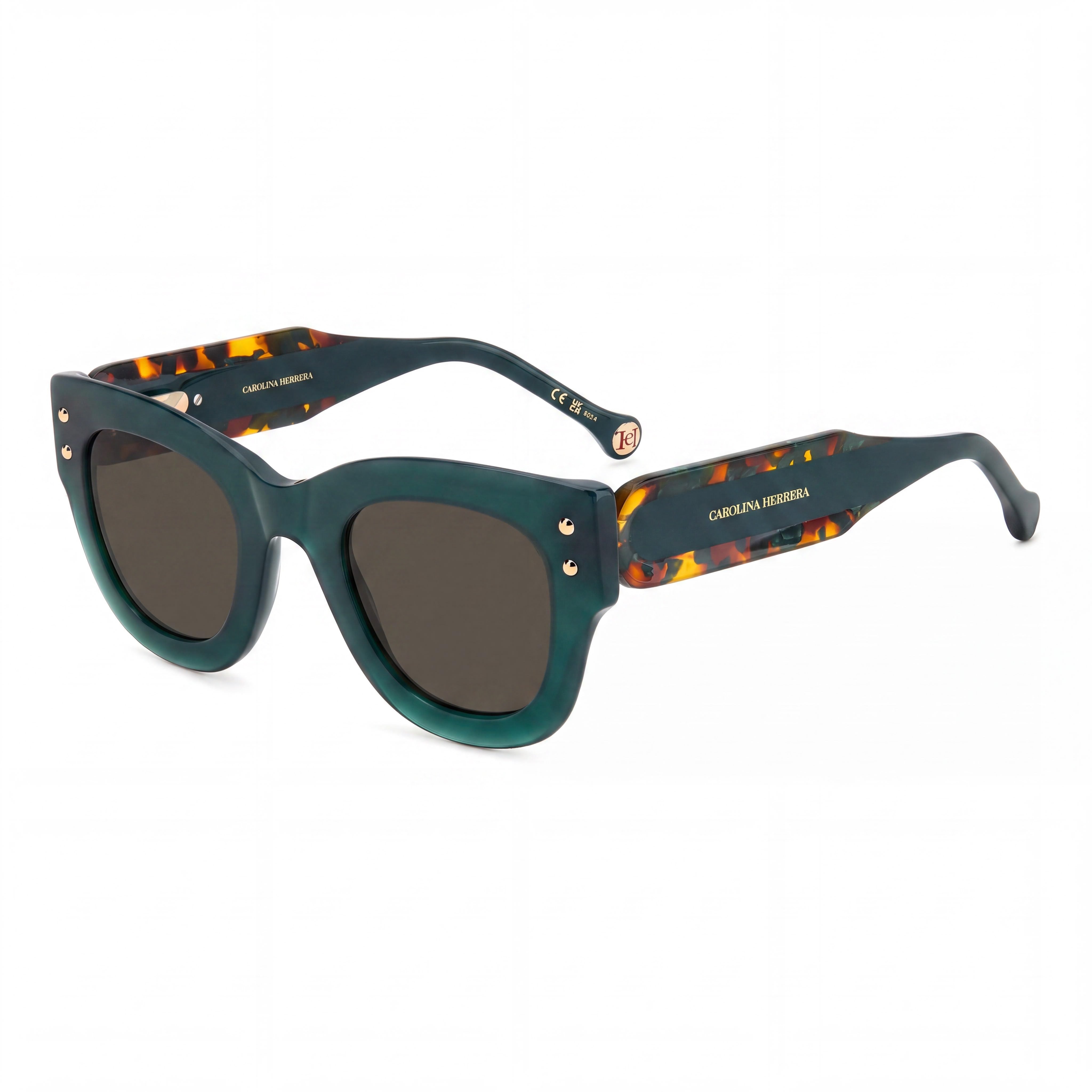 Carolina Herrera HER 0222/S Women's Green Havana Sunglasses with Ecological Oil Frame, Non-Polarized, 47mm Lens Width, Photo 1