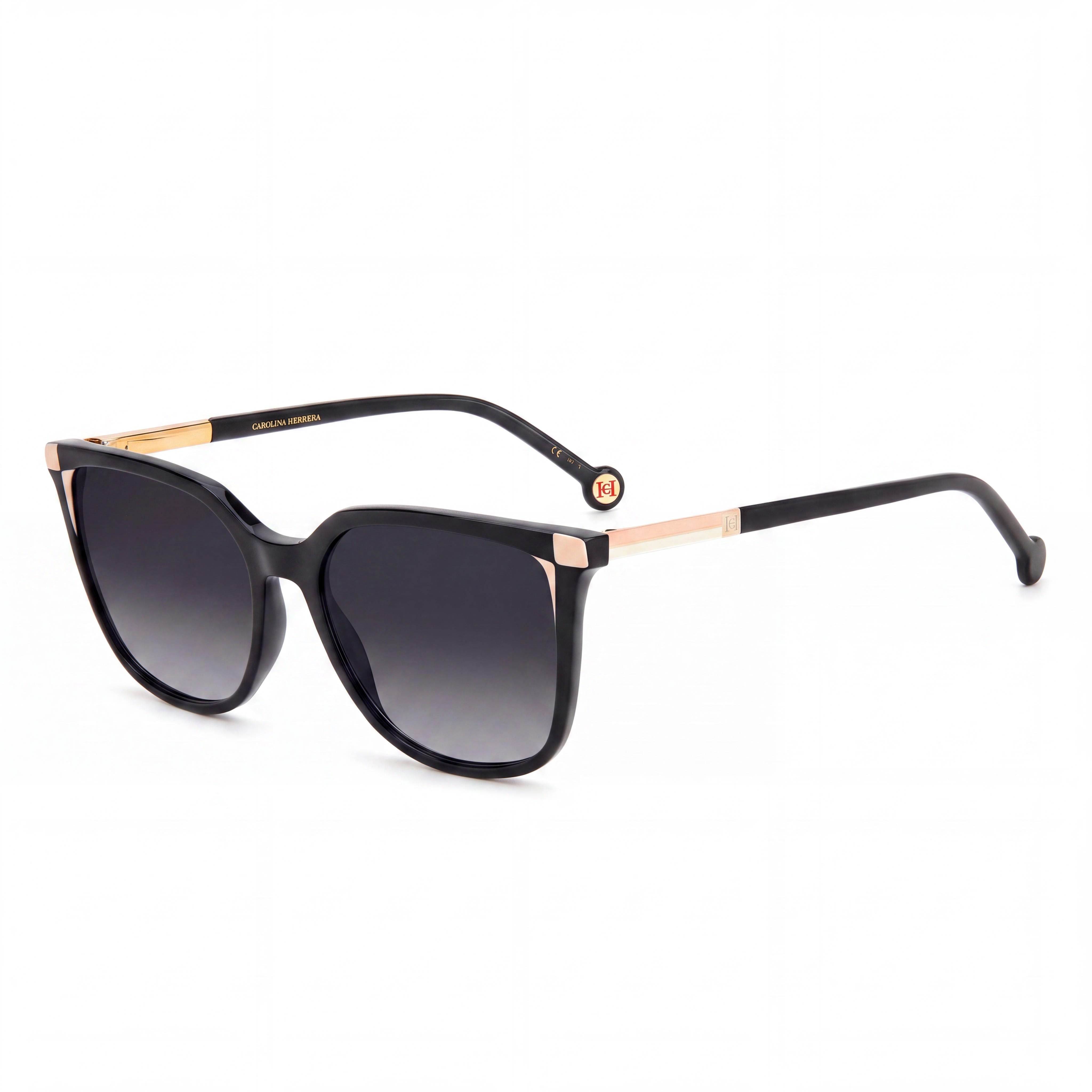 Carolina Herrera Classic HER 0140/S Women's Square Plastic Black Nude Dark Grey Shaded UV Lenses 54mm, Photo 1