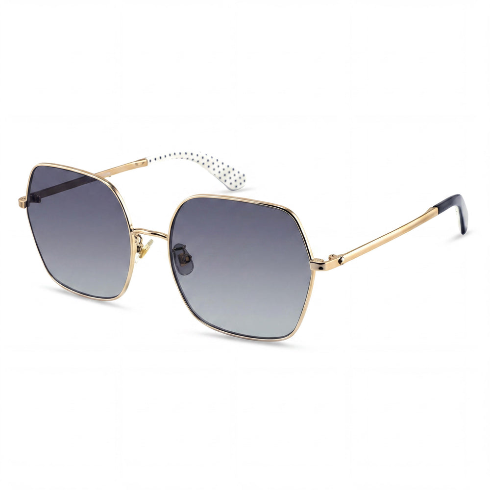 kate spade new york Eloy/F/S Gafas de sol cuadradas de metal negras para mujer con lentes polarizadas grises degradadas y protección UV 59mm