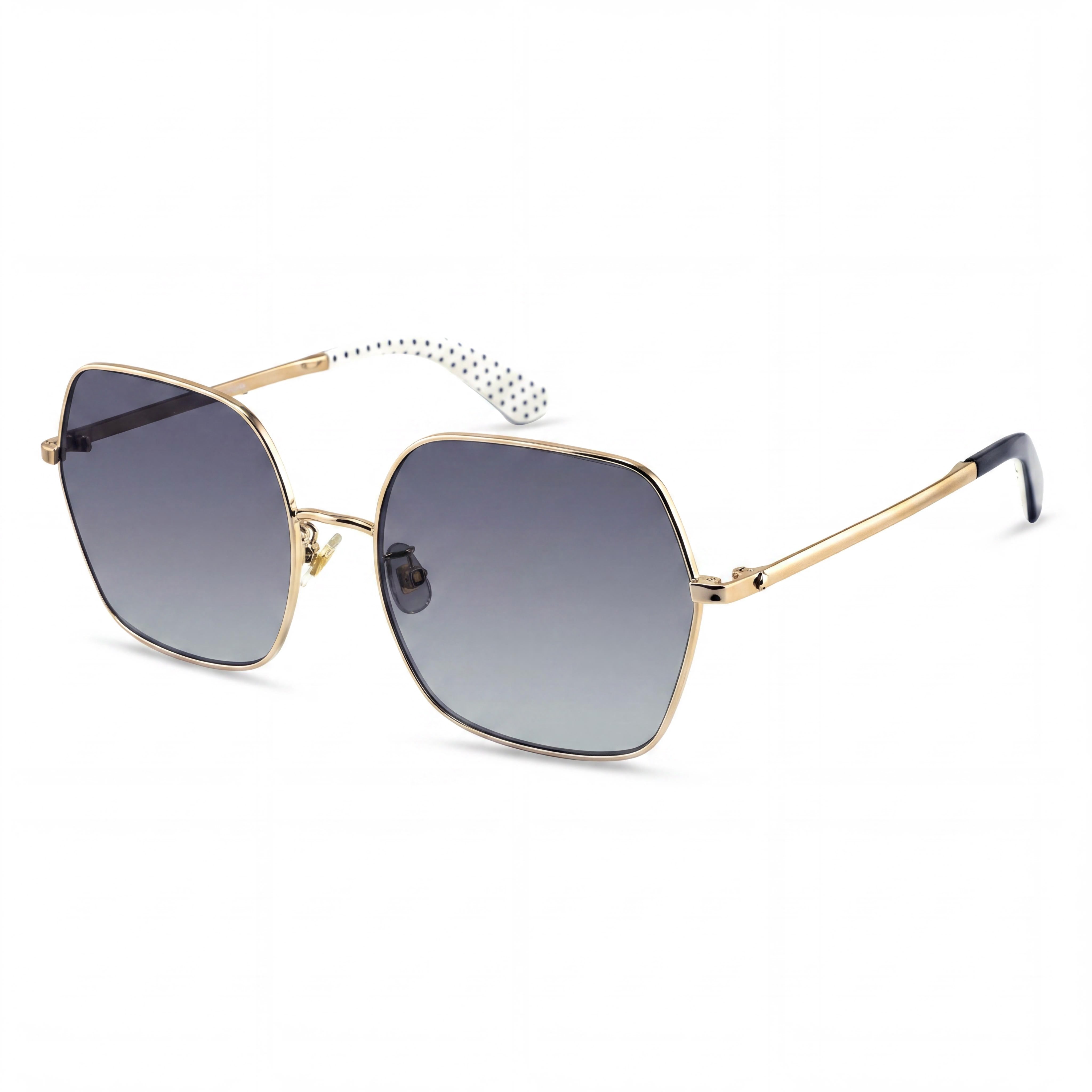 kate spade new york Eloy/F/S Gafas de sol cuadradas de metal negras para mujer con lentes polarizadas grises degradadas y protección UV 59mm, Photo 1