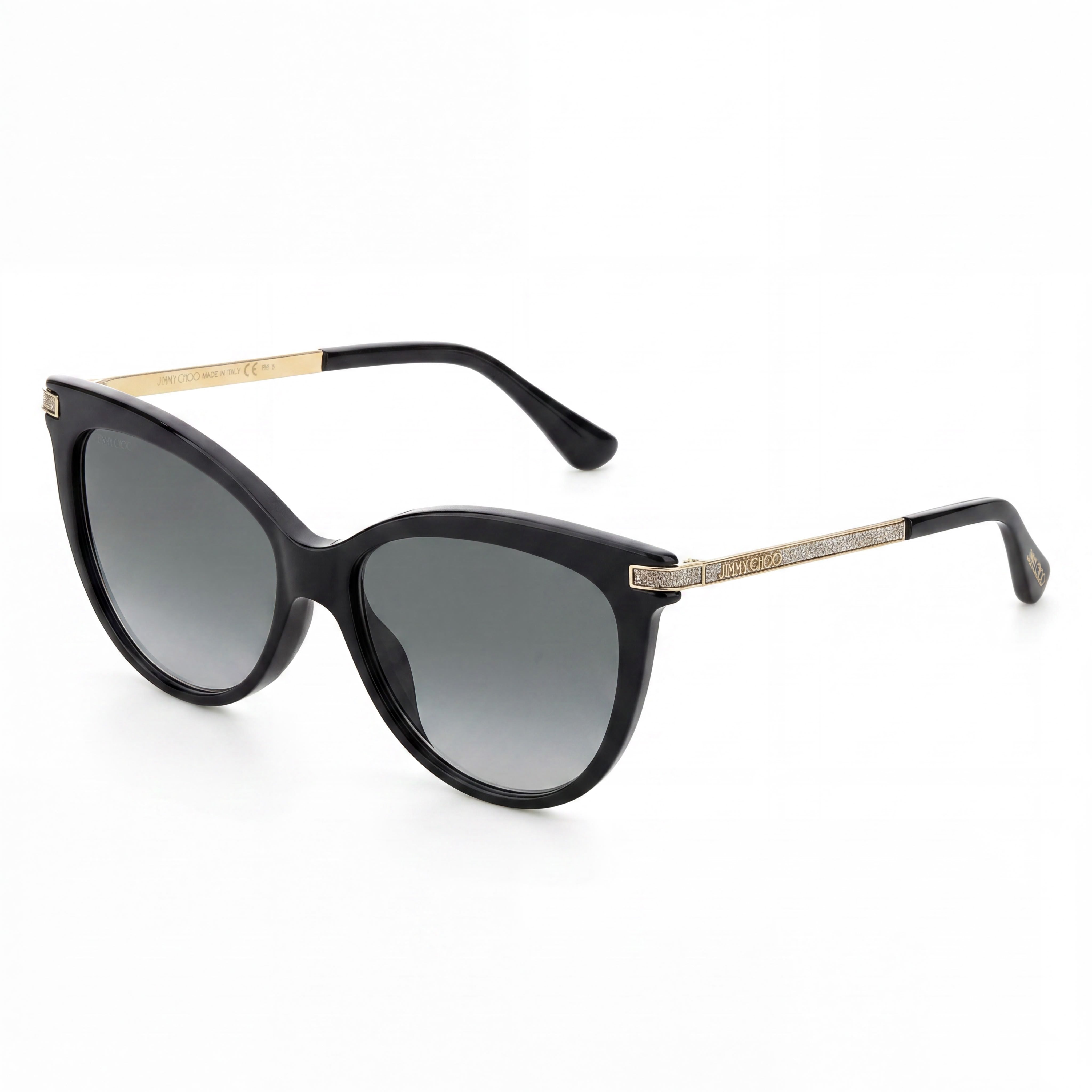 Jimmy Choo Axelle/G/S Women's Black Acetate Cat-Eye Grey Gradient Lens UV Protection Sunglasses 56mm, Photo 1