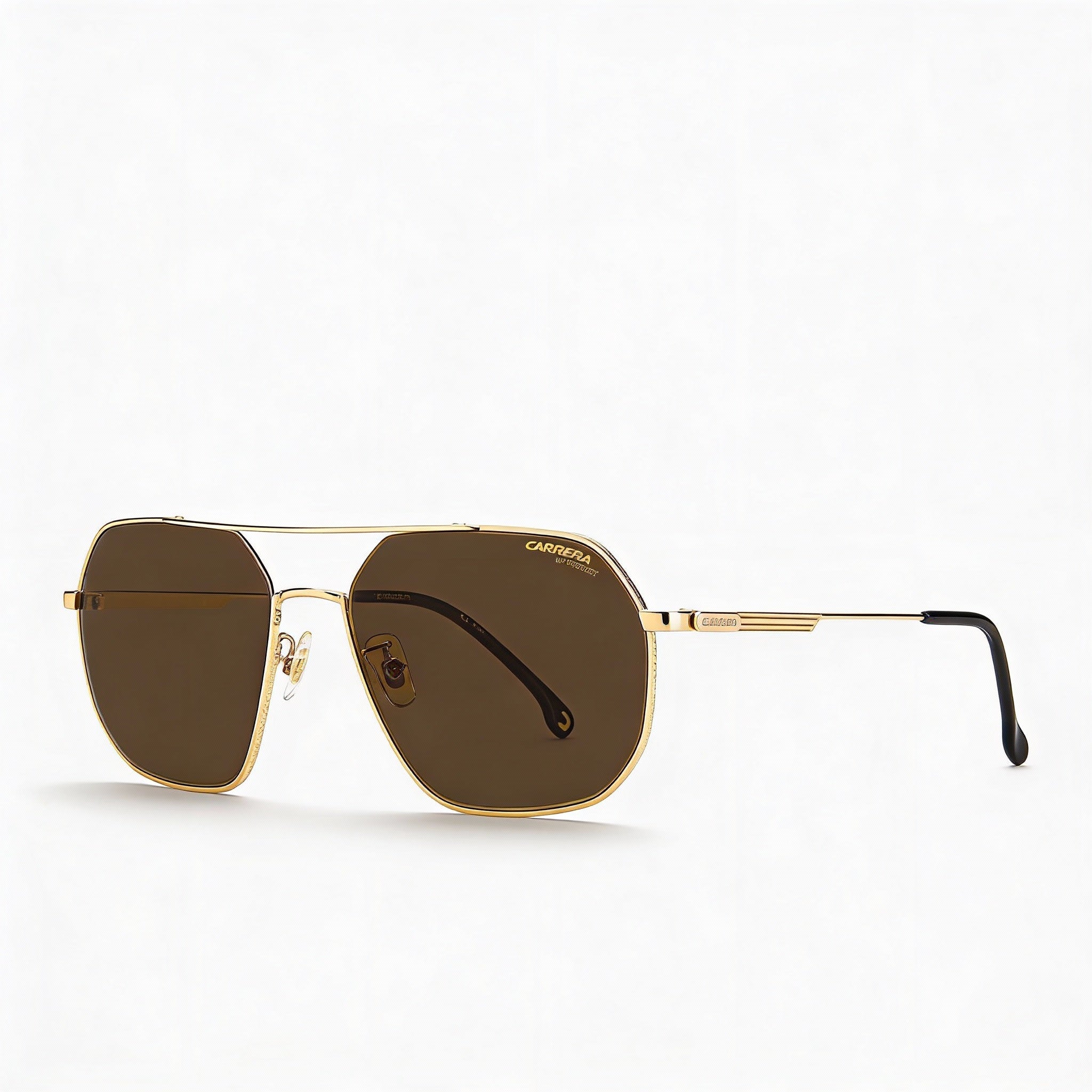 Gafas de sol Carrera Classic unisex de acero inoxidable dorado con lentes marrón oscuro y protección UV de 58 mm, Photo 1