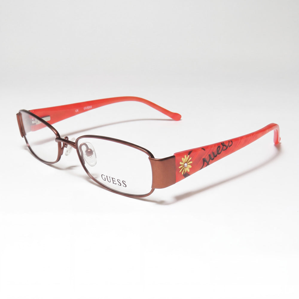 GUESS GU9079D9648 Unisex Brown Rectangular Full-Rim Plastic Eyeglasses non- Lenses 48mm
