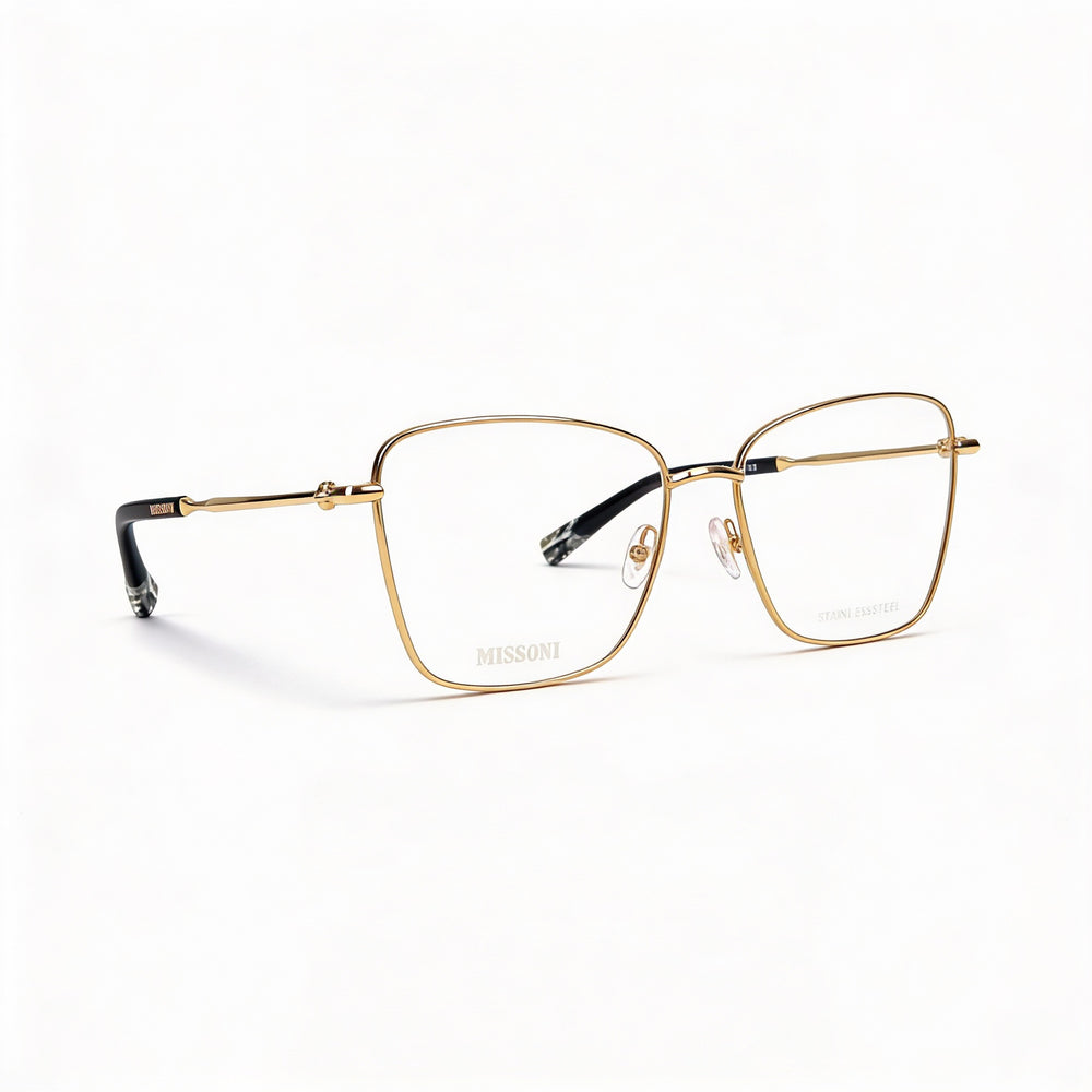 Gafas graduadas Missoni Mis 0099 de acero inoxidable en oro rosa para mujer, con lentes transparentes de demostración, 54 mm
