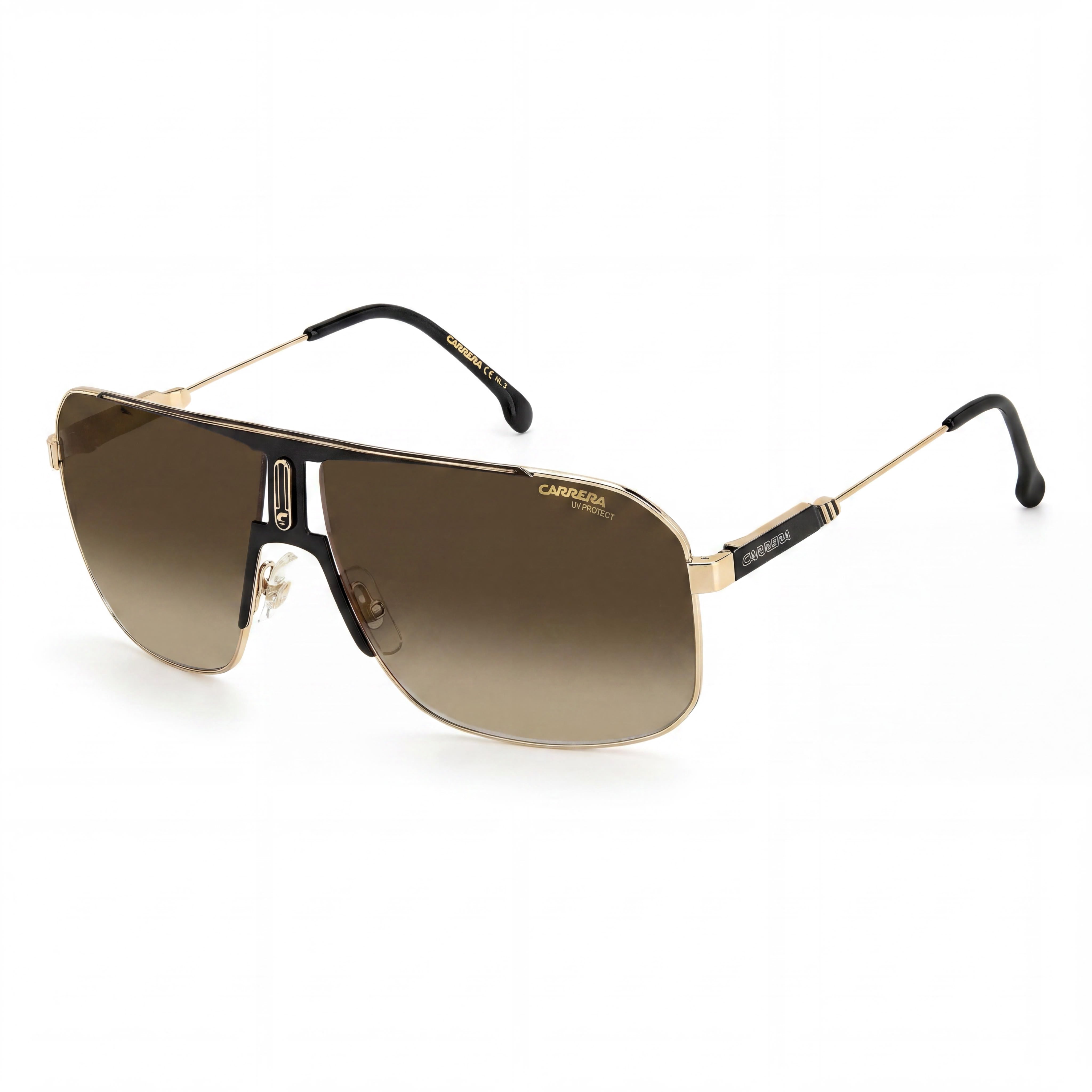 Carrera 1043/S Men's Lightweight Stainless Steel UV Protected Black Gold Brown Shaded Sunglasses 65mm, Photo 1