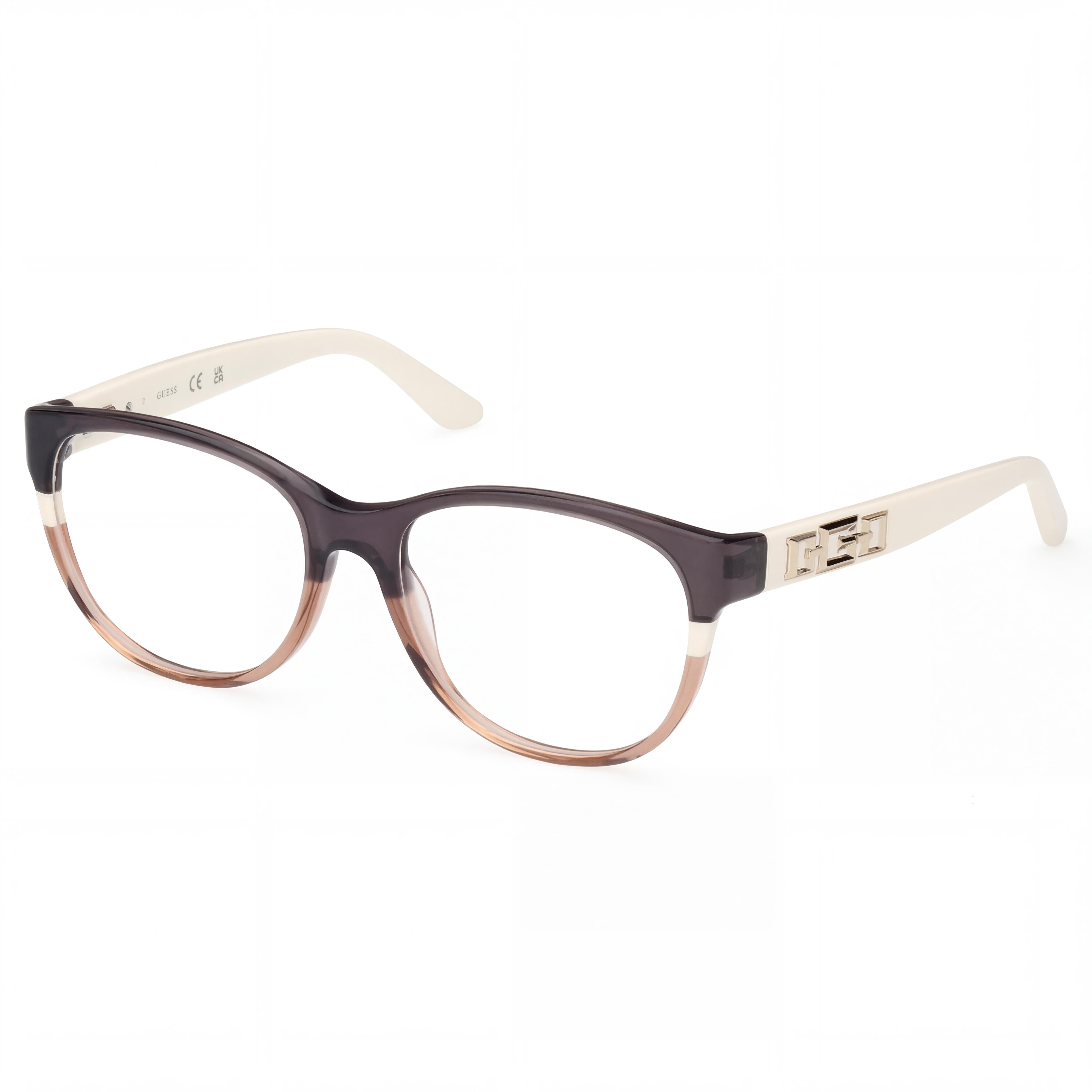 Guess MODERNO Women's Grey Striped Shiny Ivory Plastic Frame Polycarbonate Eyewear 50-17-140mm, Photo 1
