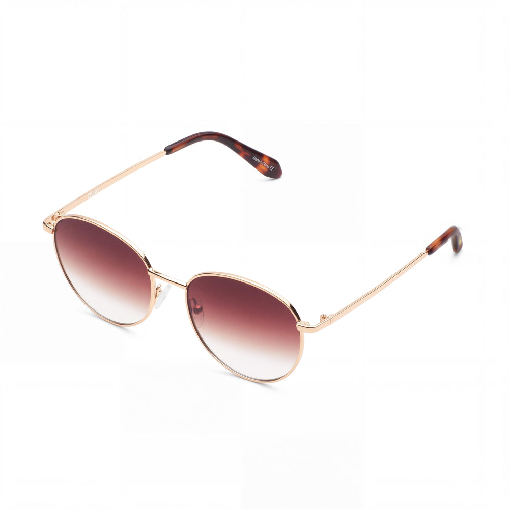 QUAY AUSTRALIA Square Unisex Sunglasses, Gold Brown Fade Plastic Frame, Brown Fade Lenses, UV Protection (145-18-145mm)