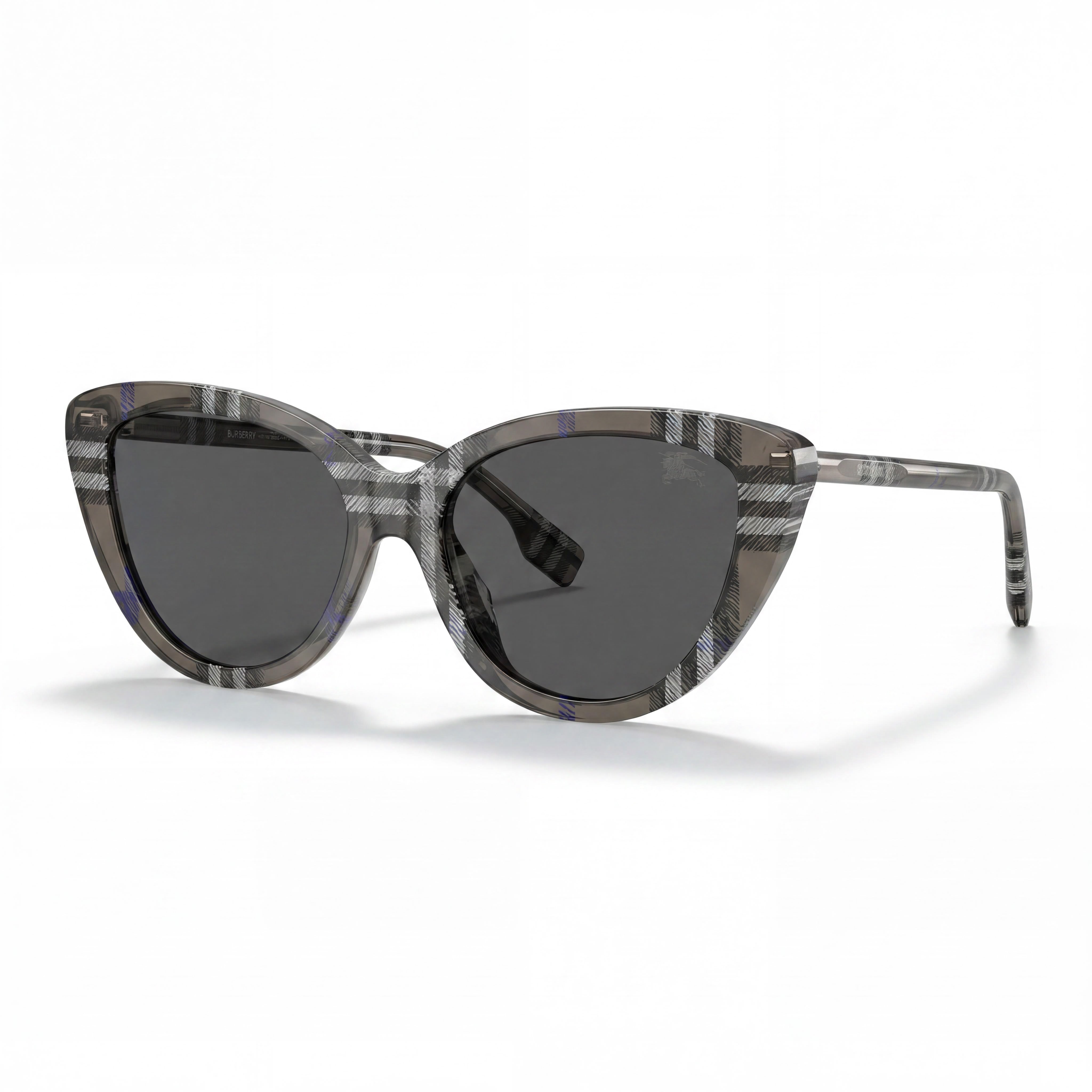 BURBERRY BE4457 Gafas de sol unisex con montura de acetato gris oscuro en forma de ojo de gato, no polarizadas, 55 mm, Photo 1