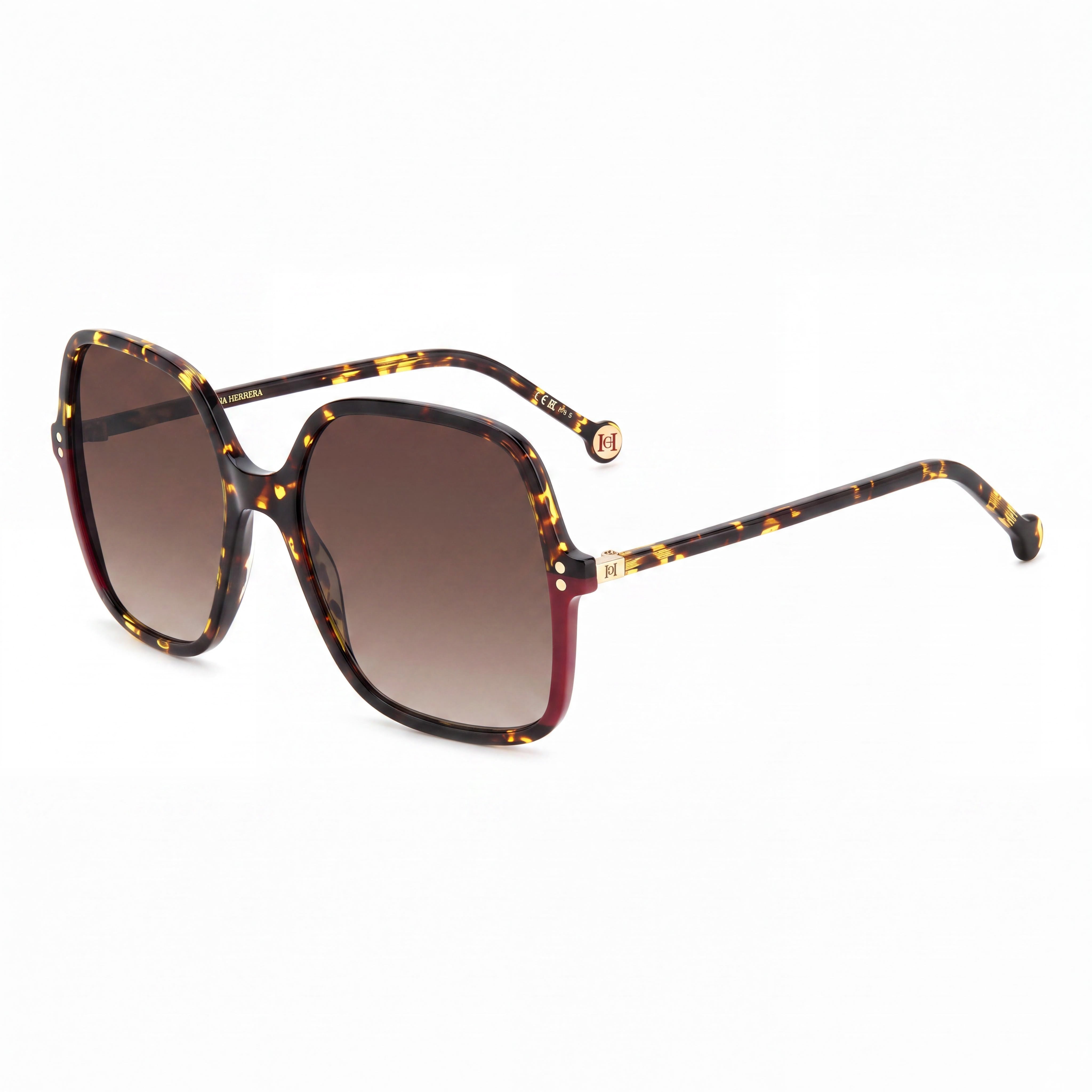 Gafas de sol Carolina Herrera Modern para mujer, con montura de acetato ligero Havana roja y lentes marrones degradadas de 56 mm, Photo 1