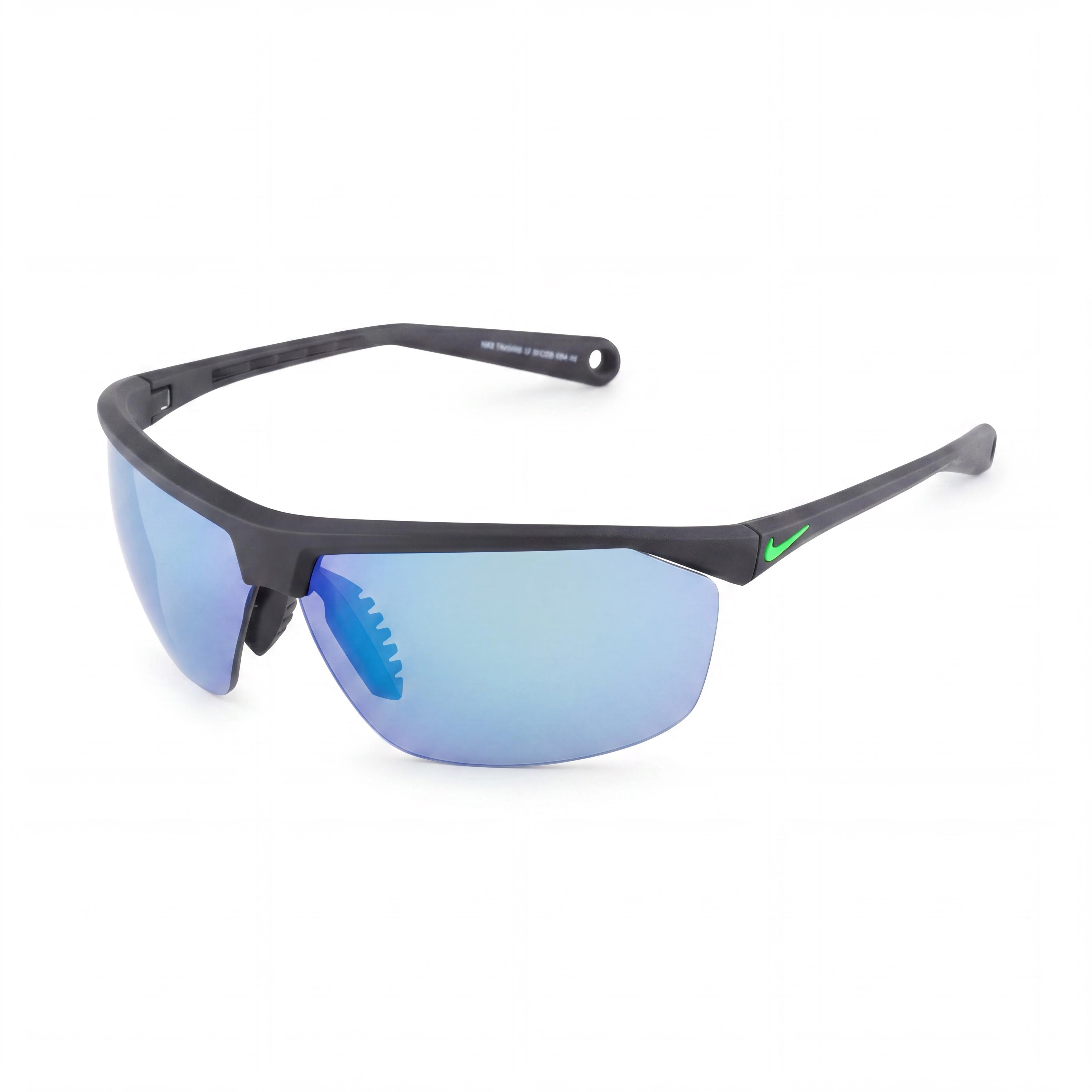 Nike Wayfarers Rubber Frame Matte Black Rage Green Sunglasses Grey Green Mirror Lenses Unisex, Photo 1