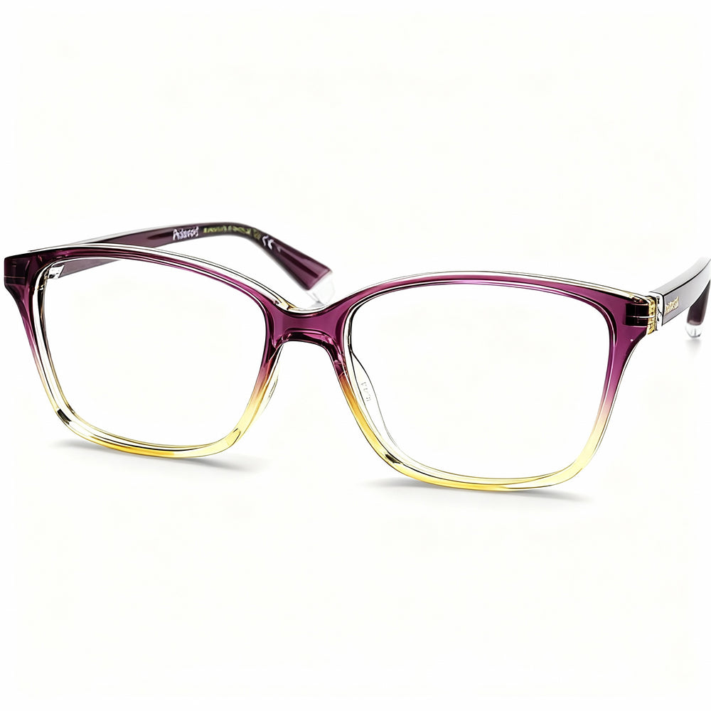 Polaroid Modern Women's Purple Beige Full Rim Square Injected Plastic Non-Polarized Eyeglasses 55-15-145