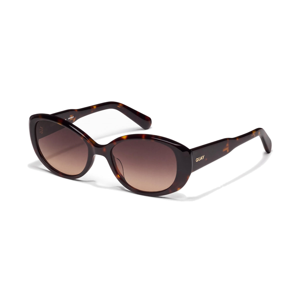 QUAY AUSTRALIA On Brand Women's Classic Oval Sunglasses with Dark Tortoise Frame and Dark Fawn Lenses 55mm, Photo 1