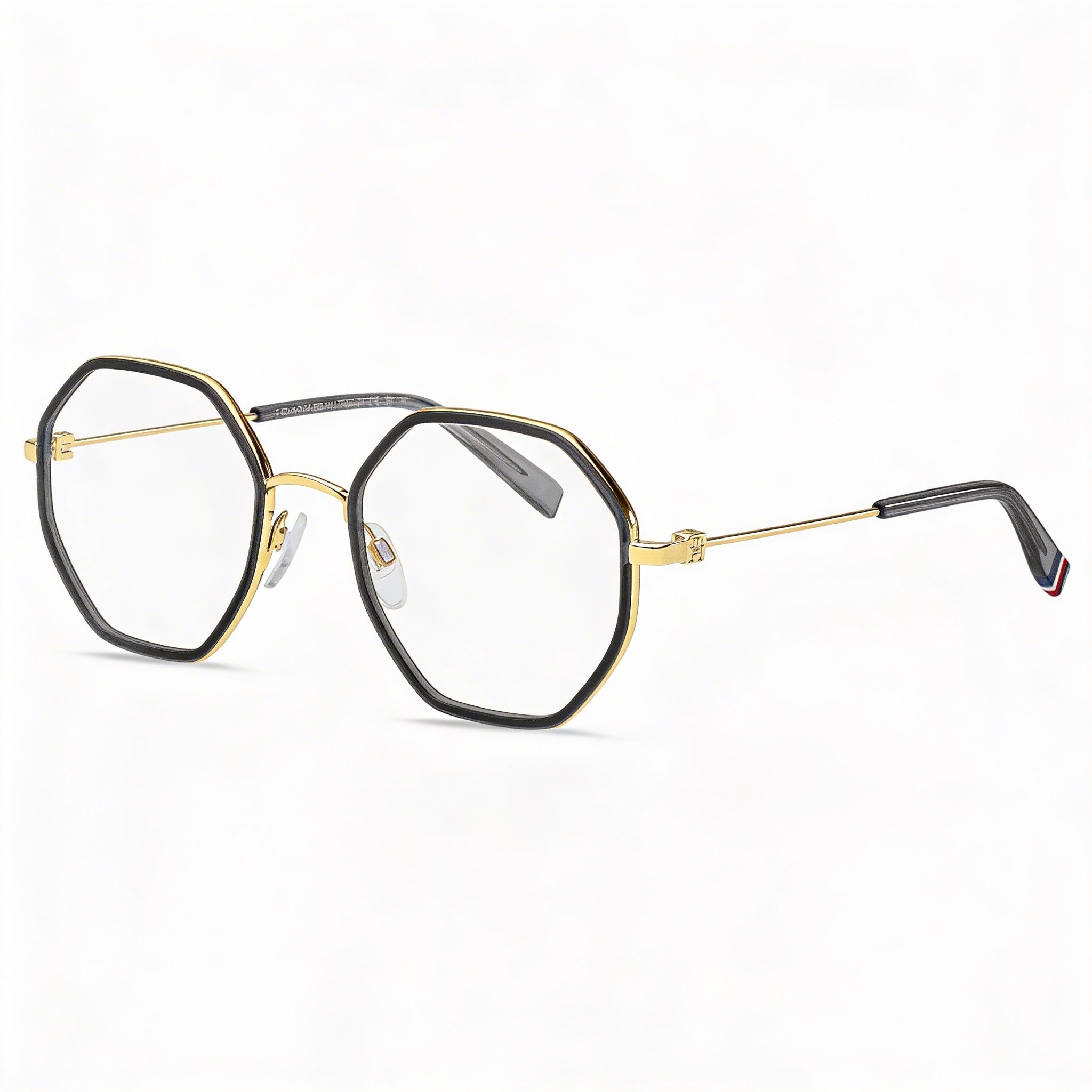 Gafas Tommy Hilfiger redondas geométricas de acero inoxidable para mujer con lentes de plástico transparente, gris 51-20-140, Photo 1