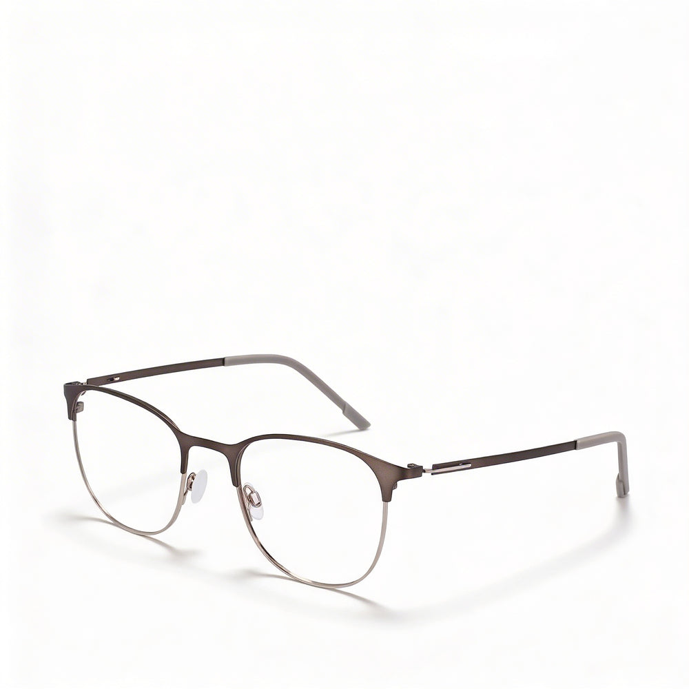 Flexon E1142 Gafas metálicas para hombre sin aros, color gris plomo mate, 51 mm
