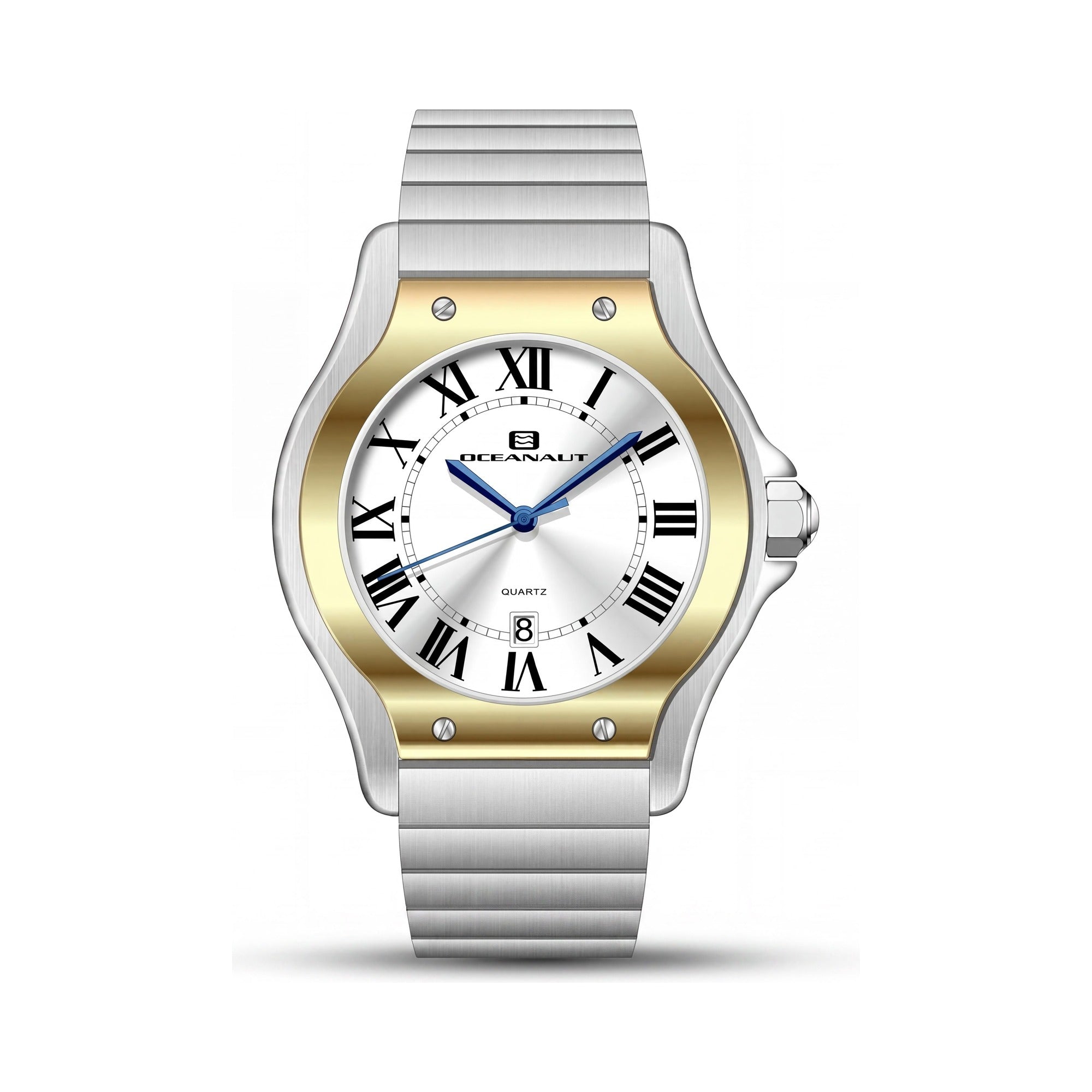 Oceanaut Quartz Movement Men's Silver Stainless Steel Case & Bracelet Watch with Silver Dial, Water Resistant, Photo 1