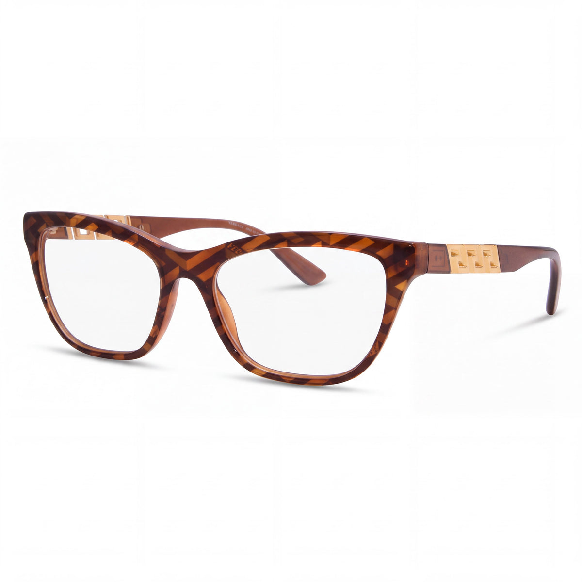 Versace 03318 Women's Full Rim Pillow Shape Havana Print Monogram Plastic Frame with Polycarbonate Lenses 54mm, Photo 1