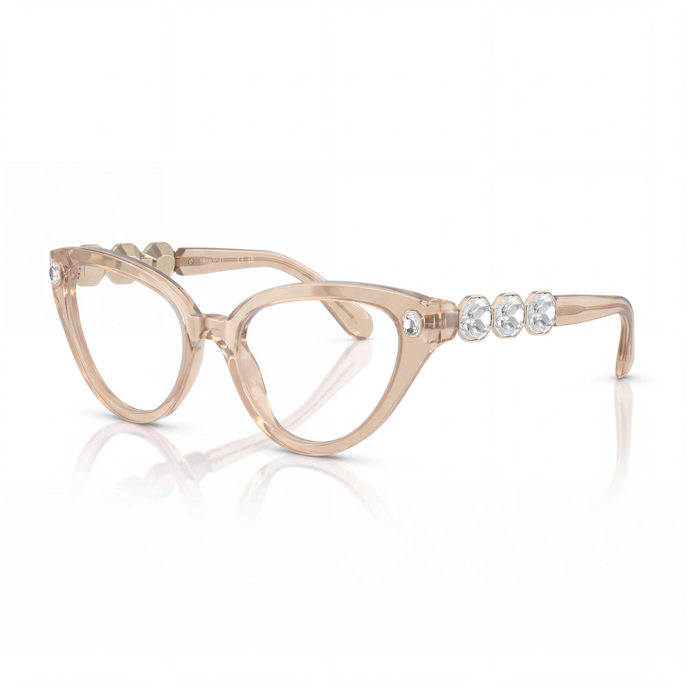 Gafas graduadas Swarovski SK2028 para mujer, estilo ojo de gato, de plástico, 53 mm, color beige lechoso