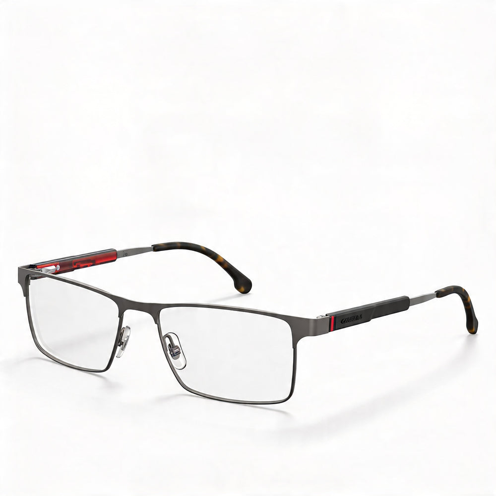 Gafas Carrera 8833 Unisex con Montura de Acero Inoxidable y Lentes de Policarbonato, Tamaño de Montura 56mm, Rutenio Oscuro Mate