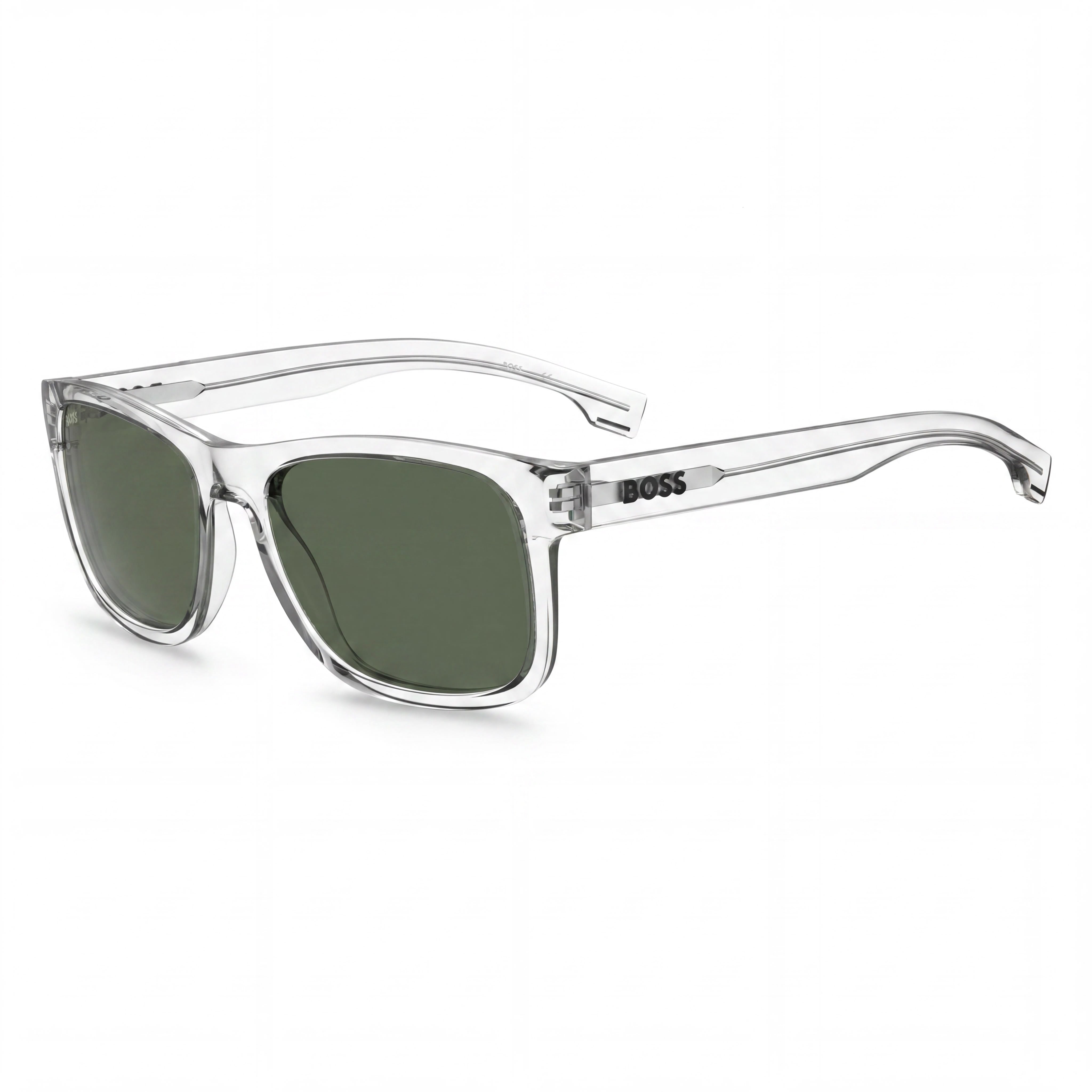 Montura de acetato de celulosa con cristales de Hugo Boss para hombre con lentes verdes y protección UV de 55 mm de ancho, Photo 1