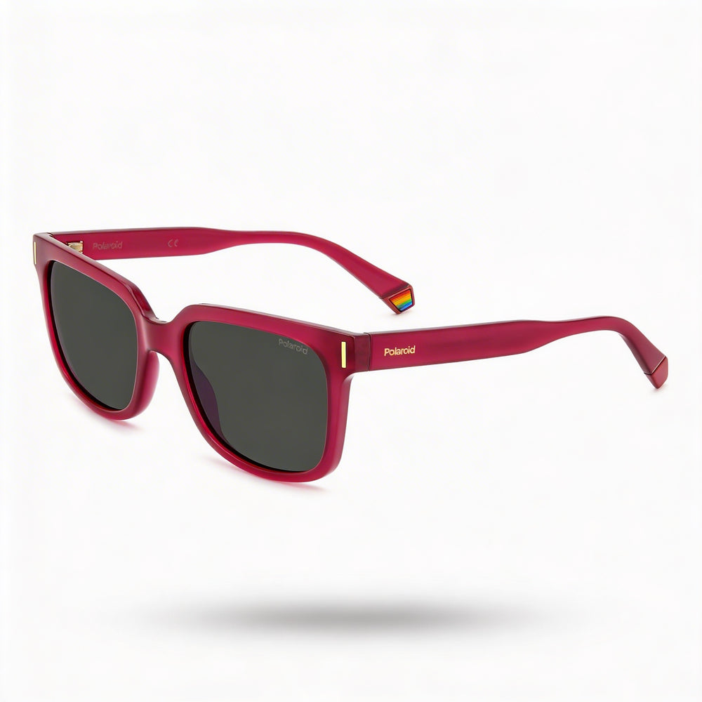 Polaroid Modern Men's Sunglasses with Fuchsia Polycarbonate Frame and Grey Non-Polarized UV 400 Lenses 54mm