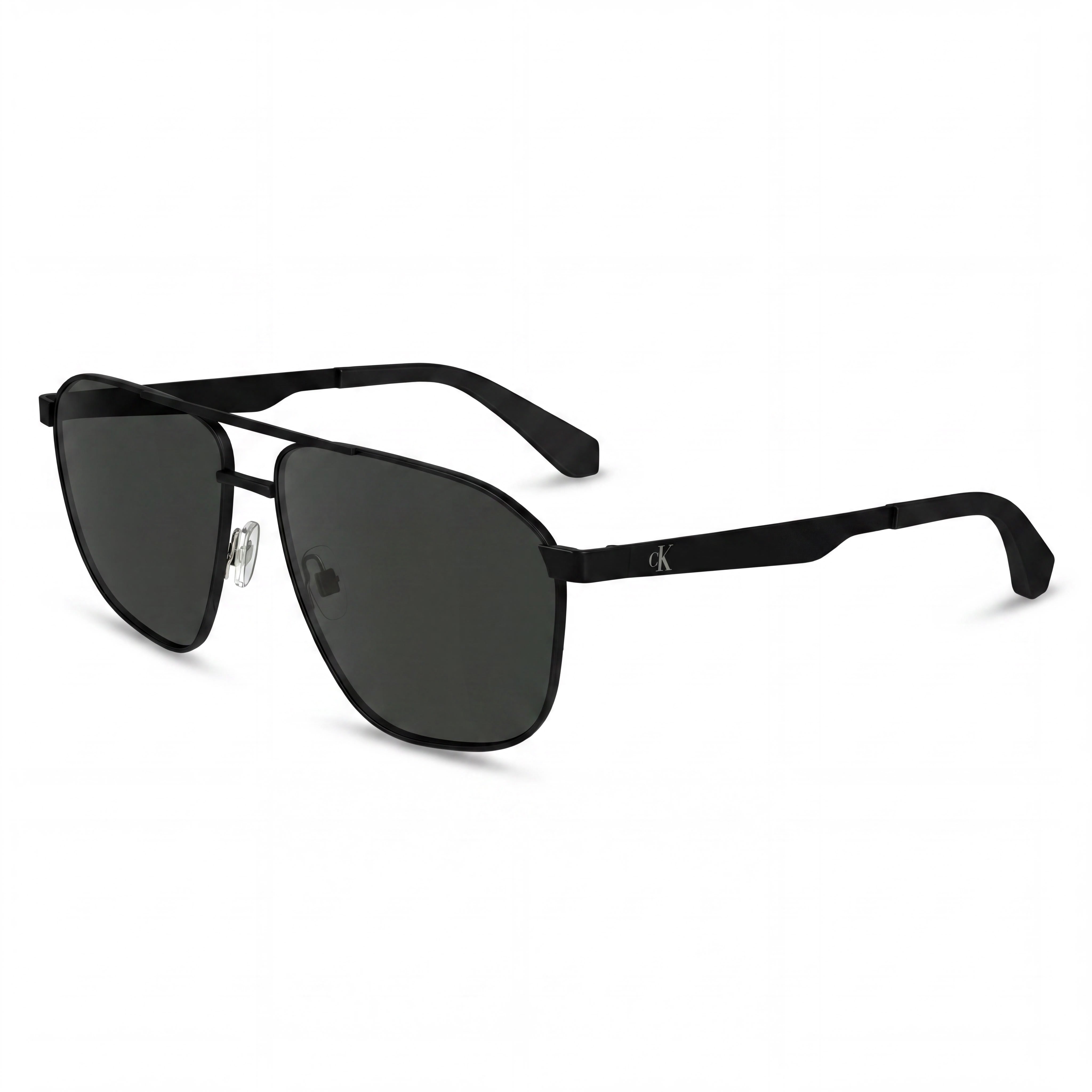 Calvin Klein Jeans Classic Men's Black Metal Modified Rectangular Polarized UV Protection Sunglasses 59mm, Photo 1