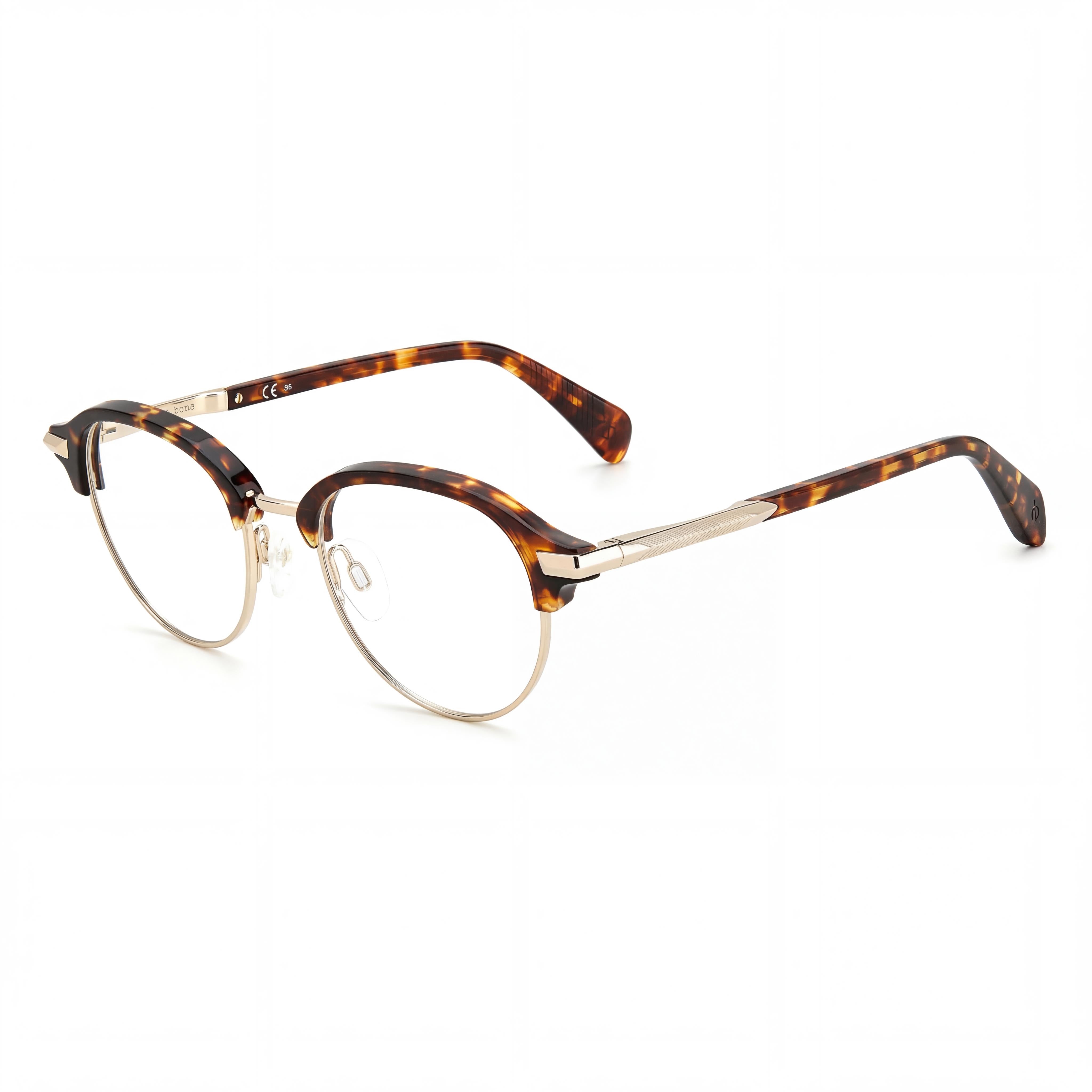 Gafas de sol modernas Rag & Bone para hombre con montura de acero de aleación y lentes color Habana no polarizadas, 48 ​​mm, Photo 1