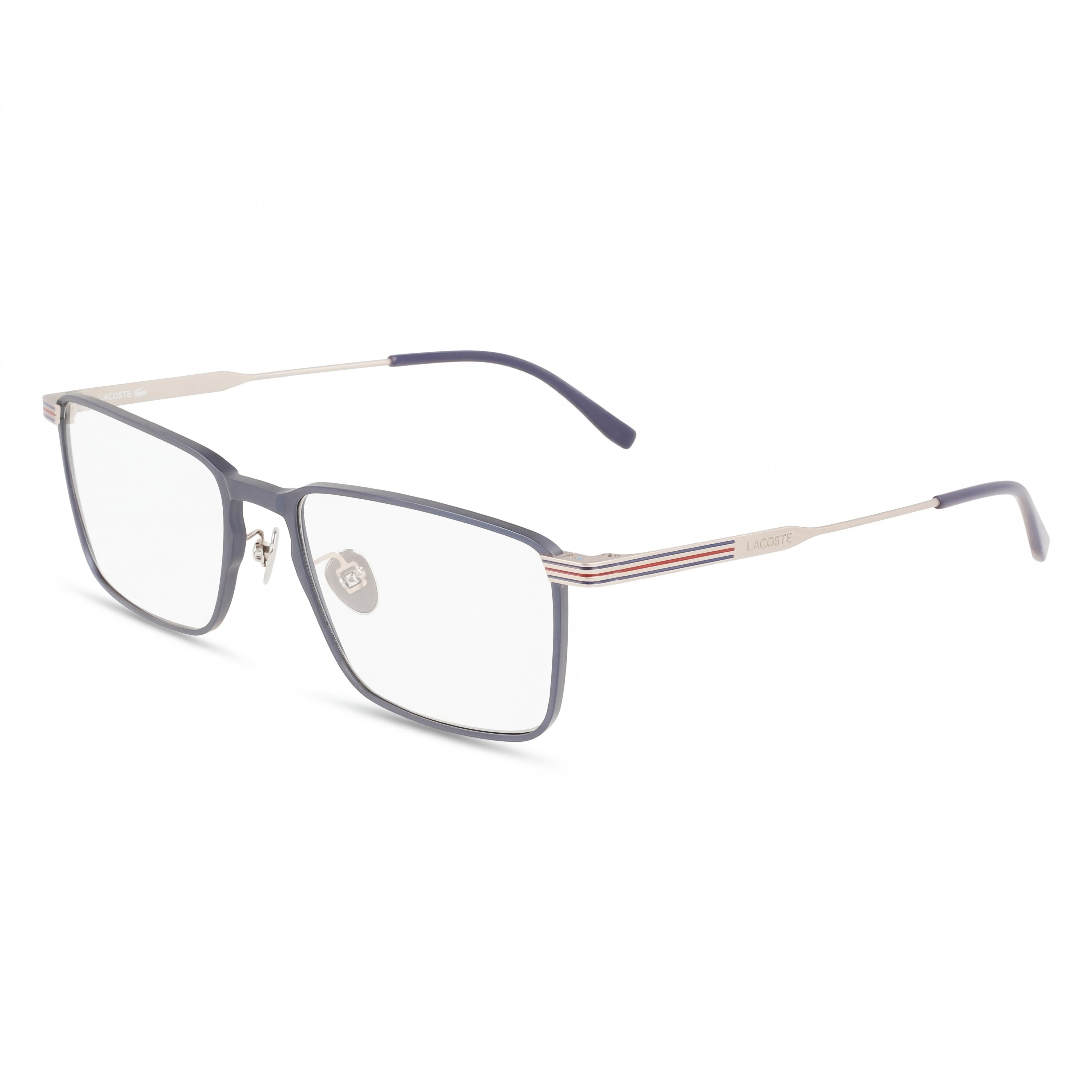 Montura de gafas Lacoste Casual para hombre, color azul semimate, con lentes de plástico transparente de 54 mm, Photo 1