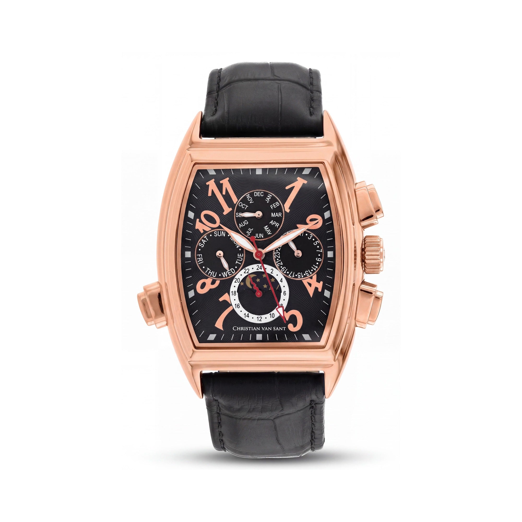 Christian Van Sant CV2139 Modern Men's Black Stainless Steel Case Automatic Movement Watch with Leather Strap, Photo 1