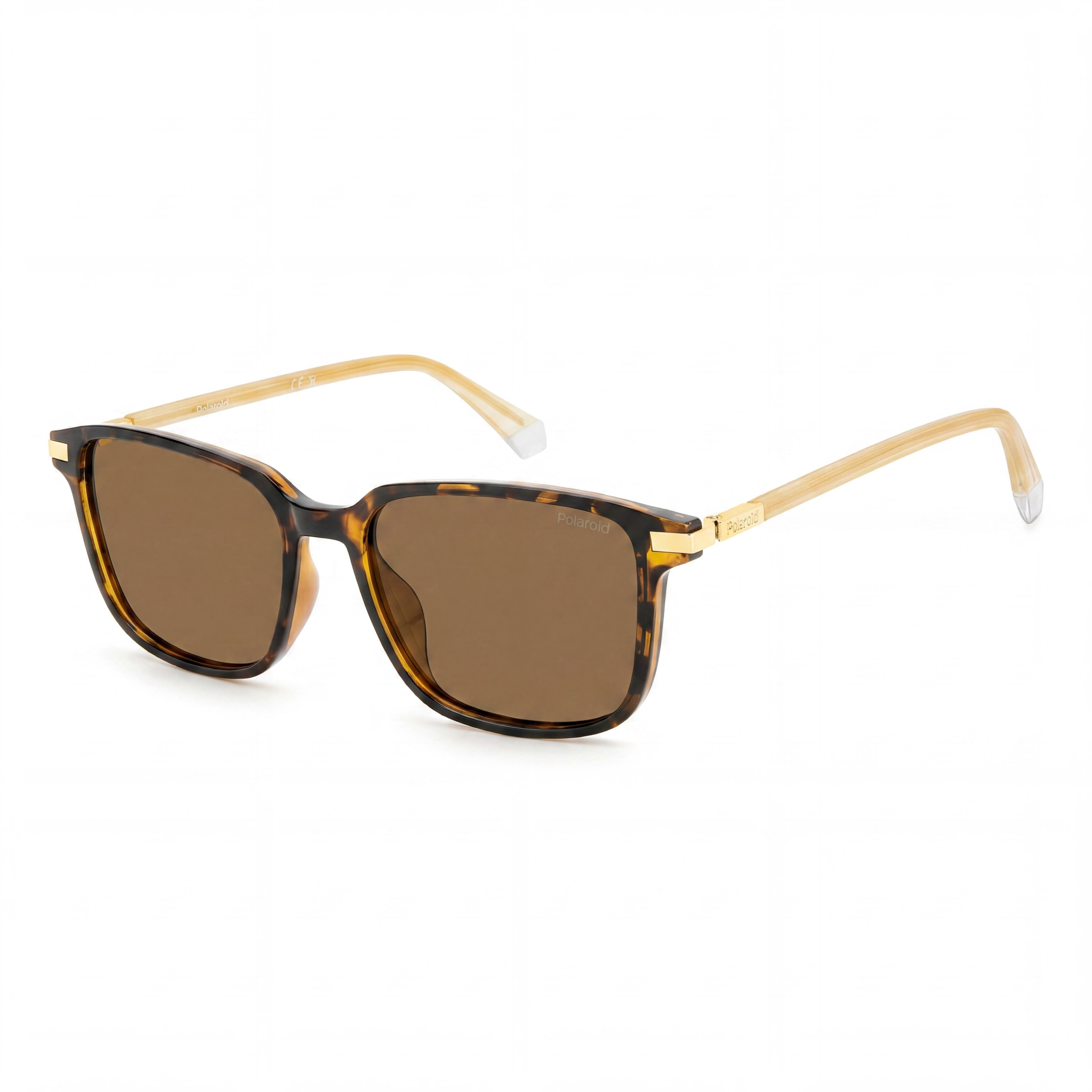 Gafas de sol polarizadas unisex Polaroid UV 400 con montura de policarbonato marrón Habana y lentes polarizadas de bronce de 54 mm, Photo 1