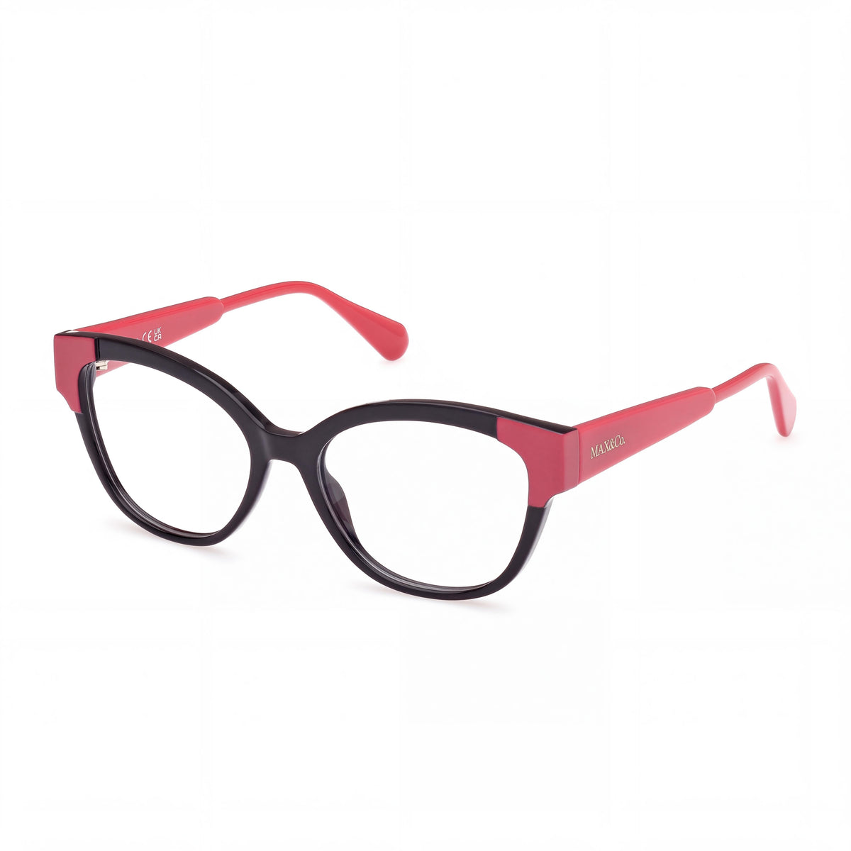 Montura de gafas Max & Co. para mujer, estilo redondo, de plástico negro con lentes transparentes - Lente de 52 mm, puente de 16 mm, varilla de 140 mm, Photo 1