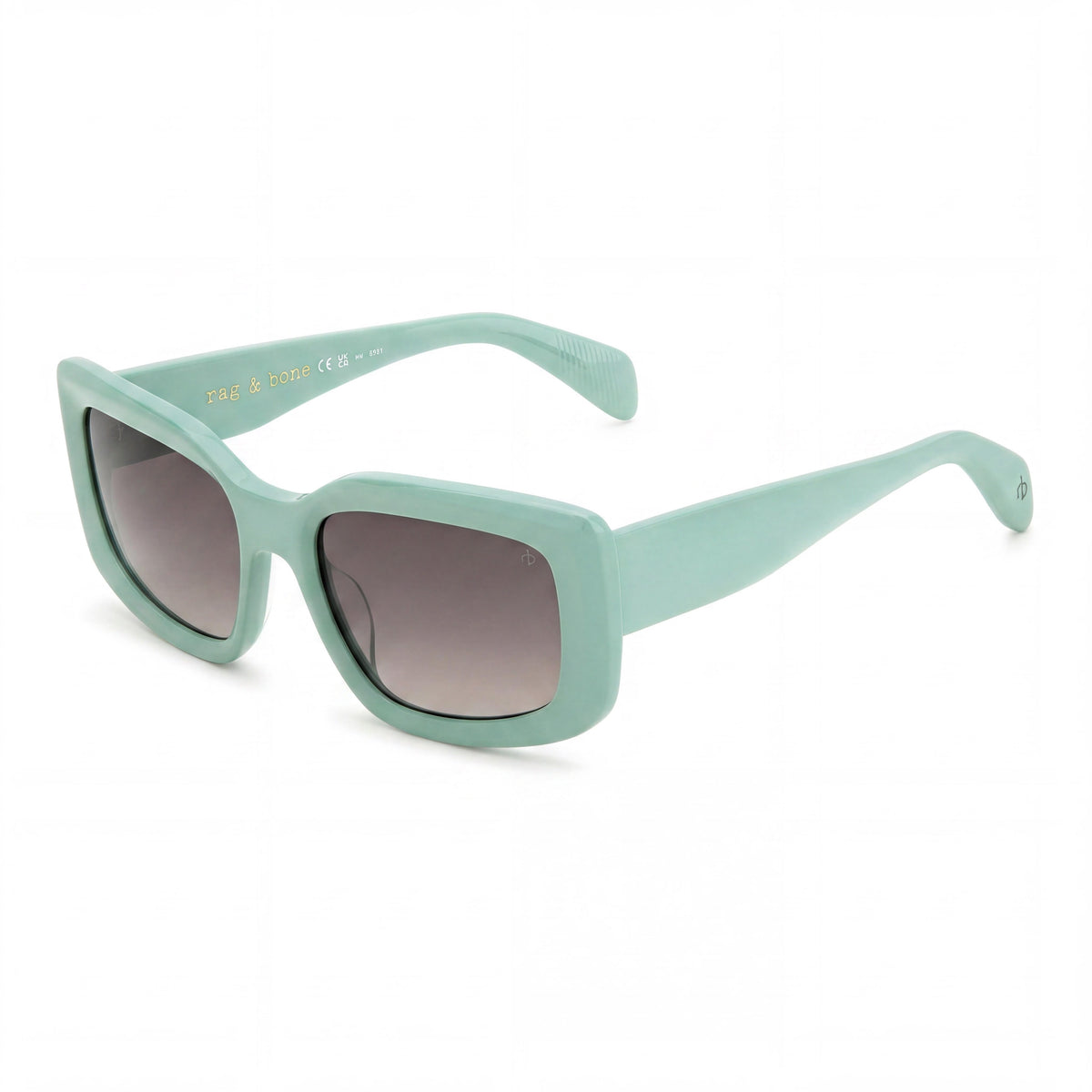Rag & Bone Modern Green Square Sunglasses for Women, 54mm, Photo 1