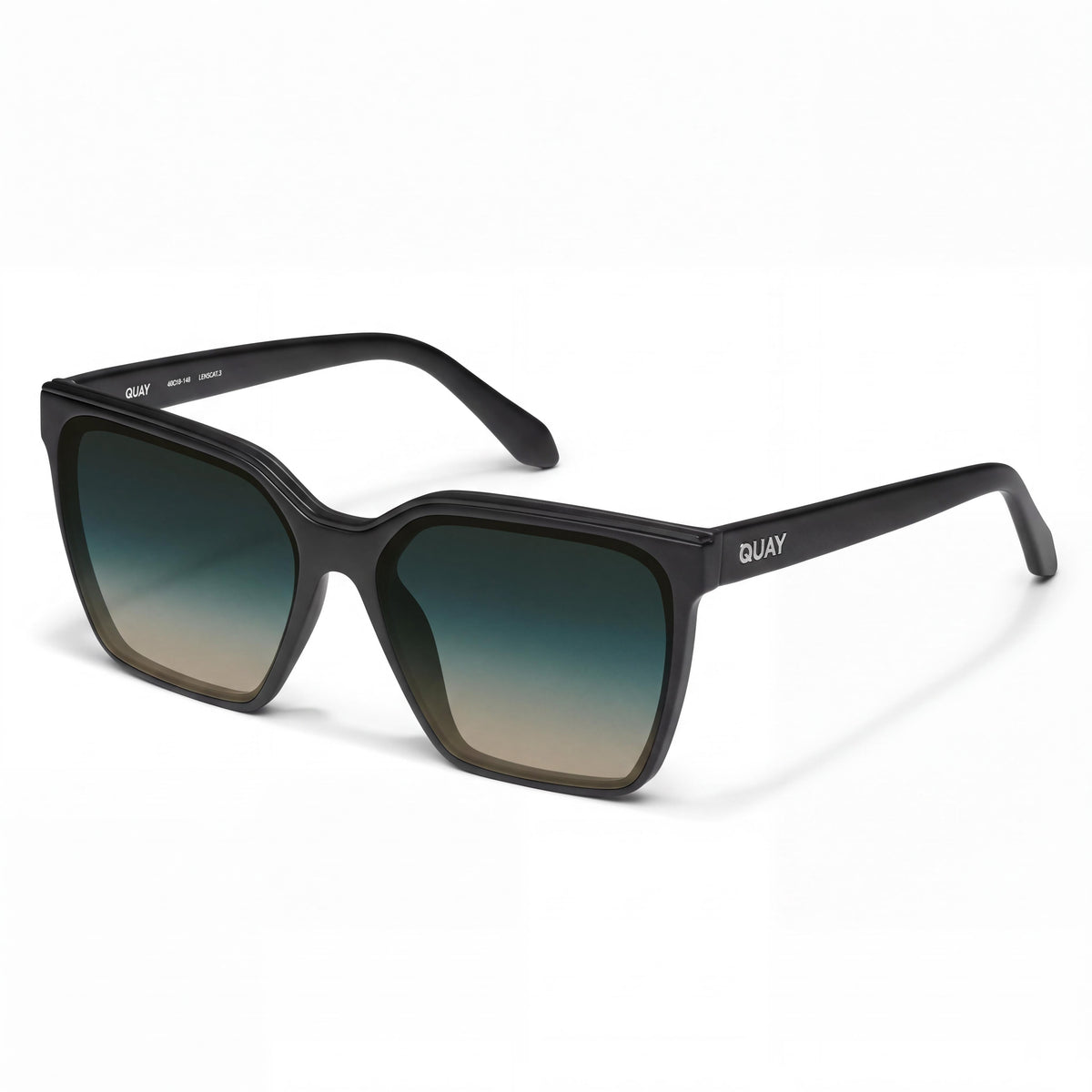QUAY AUSTRALIA Level Up Women's Sunglasses, Matte Black Injection Frame, Palm Taupe Lenses, UV Protection, 147mm, Photo 1