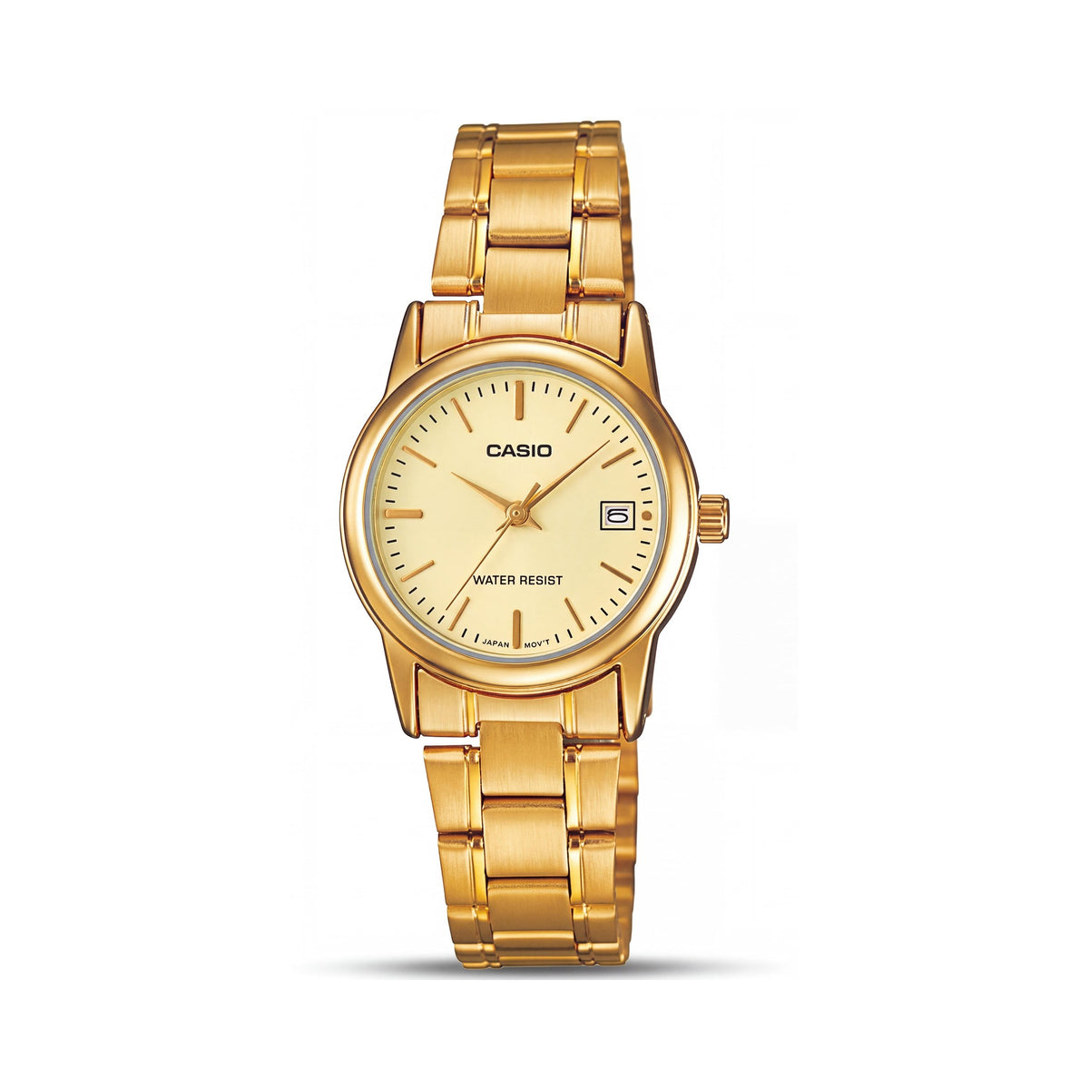 Casio Ltp-V002G-9A Women's Gold Yellow Stainless Steel Bracelet Calendar Watch 25mm, Photo 1