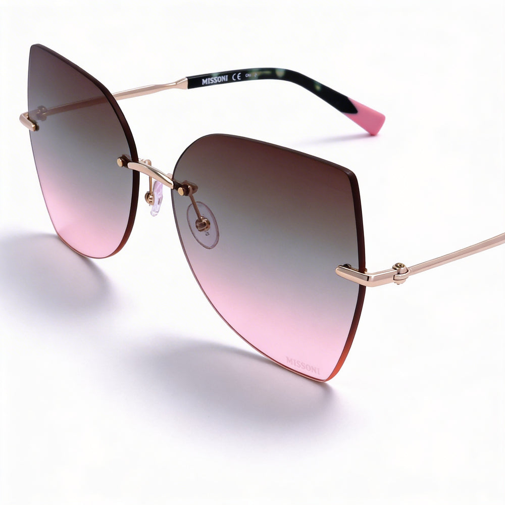 Gafas de sol Missoni Modern Mis 0119/s para mujer, montura metálica, color dorado rosa marrón verde degradado, protección UV, 60 mm