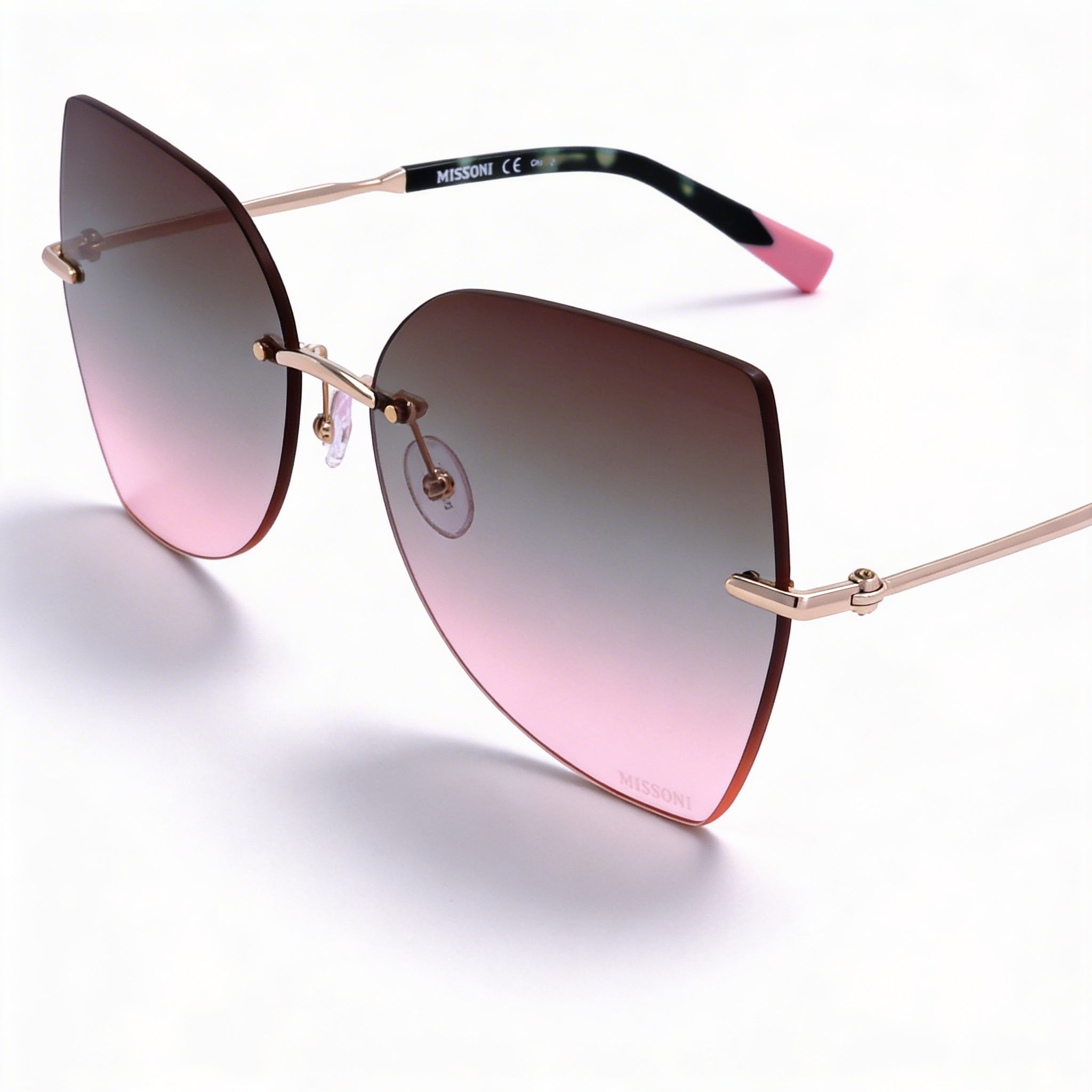 Gafas de sol Missoni Modern Mis 0119/s para mujer, montura metálica, color dorado rosa marrón verde degradado, protección UV, 60 mm, Photo 1