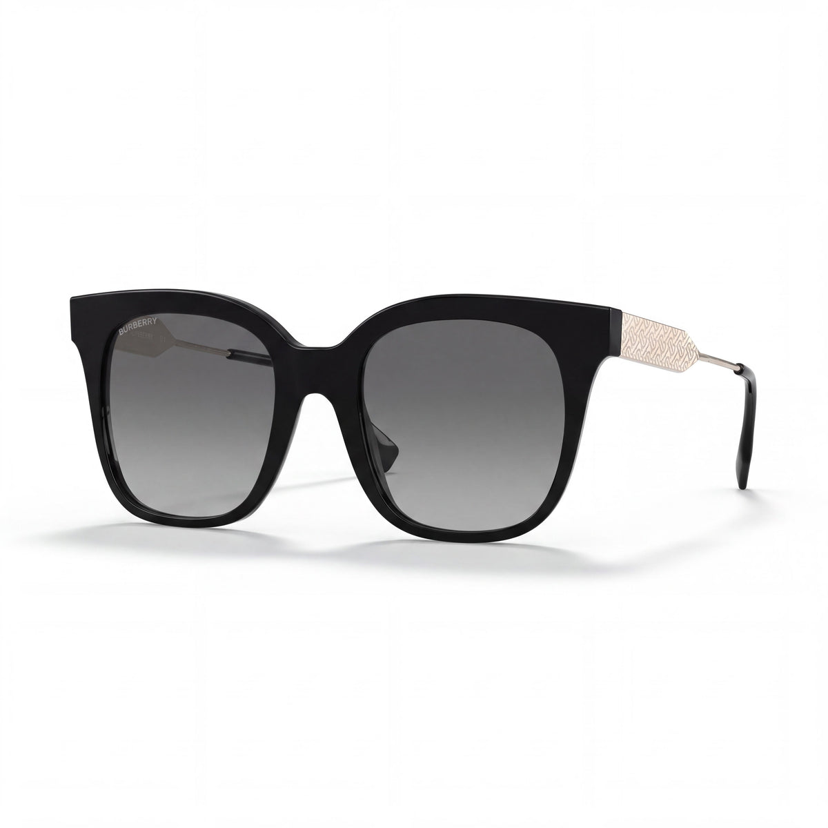 Gafas de sol BURBERRY evelyn be 4328 para mujer, montura de plástico negra, lentes degradadas grises, 100% protección UV, graduables, 52 mm, Photo 1