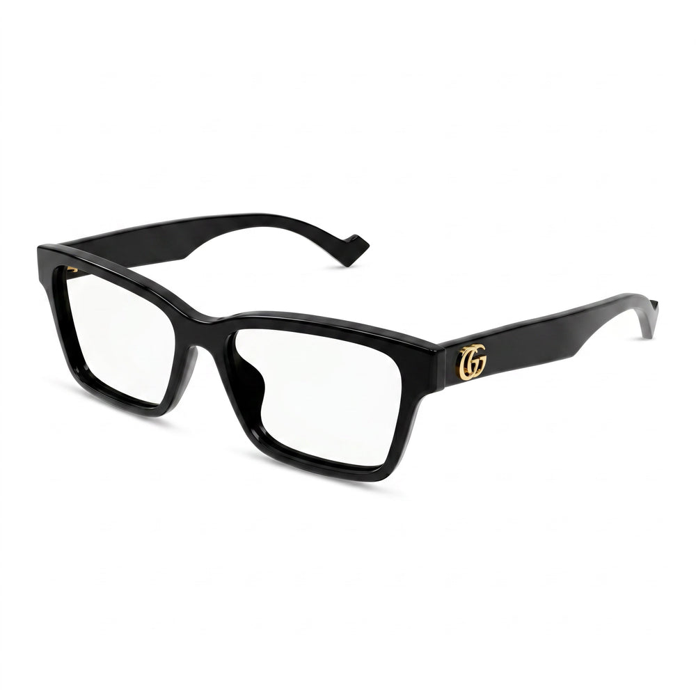 Gafas de sol rectangulares de plástico Gucci GG1476OK para mujer, color negro y dorado, 55 mm
