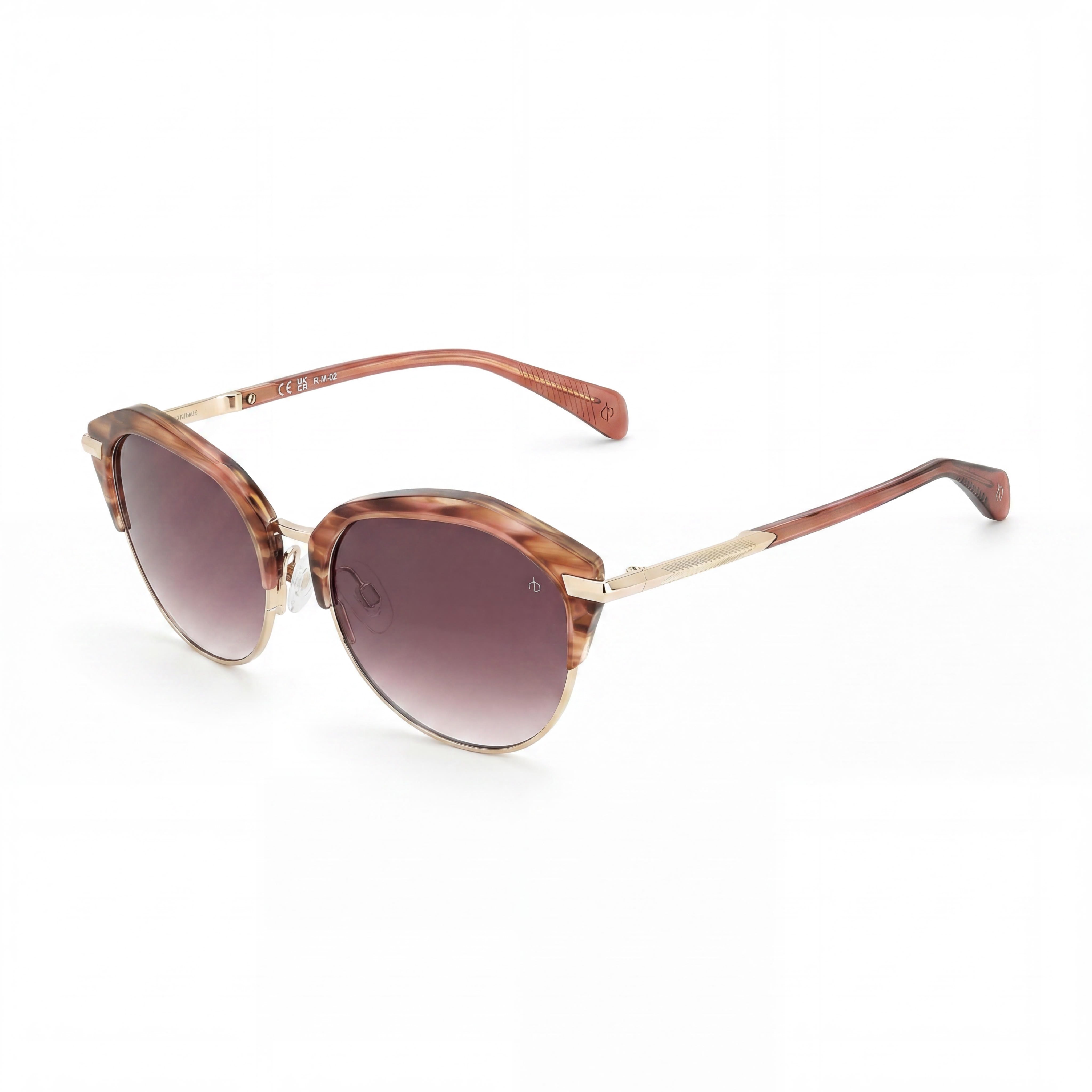 Gafas de sol de acero inoxidable para mujer Modern Heritage de rag & bone, color burdeos, rosa cuerno, 55 mm, con protección UV, Photo 1