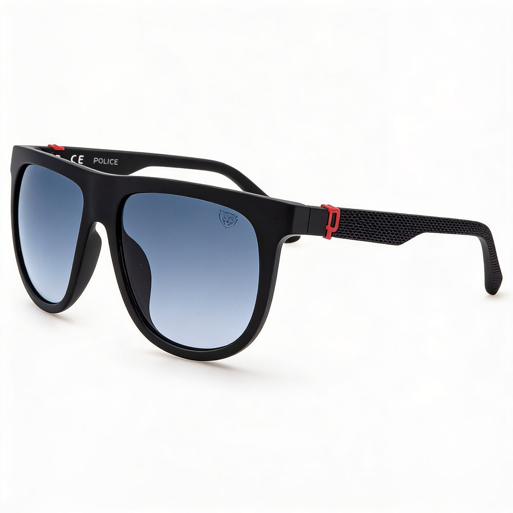 Gafas de sol Police Casual para hombre, inyectadas, sanblasteadas, doradas, azul mate, con lentes no polarizadas con degradado azul