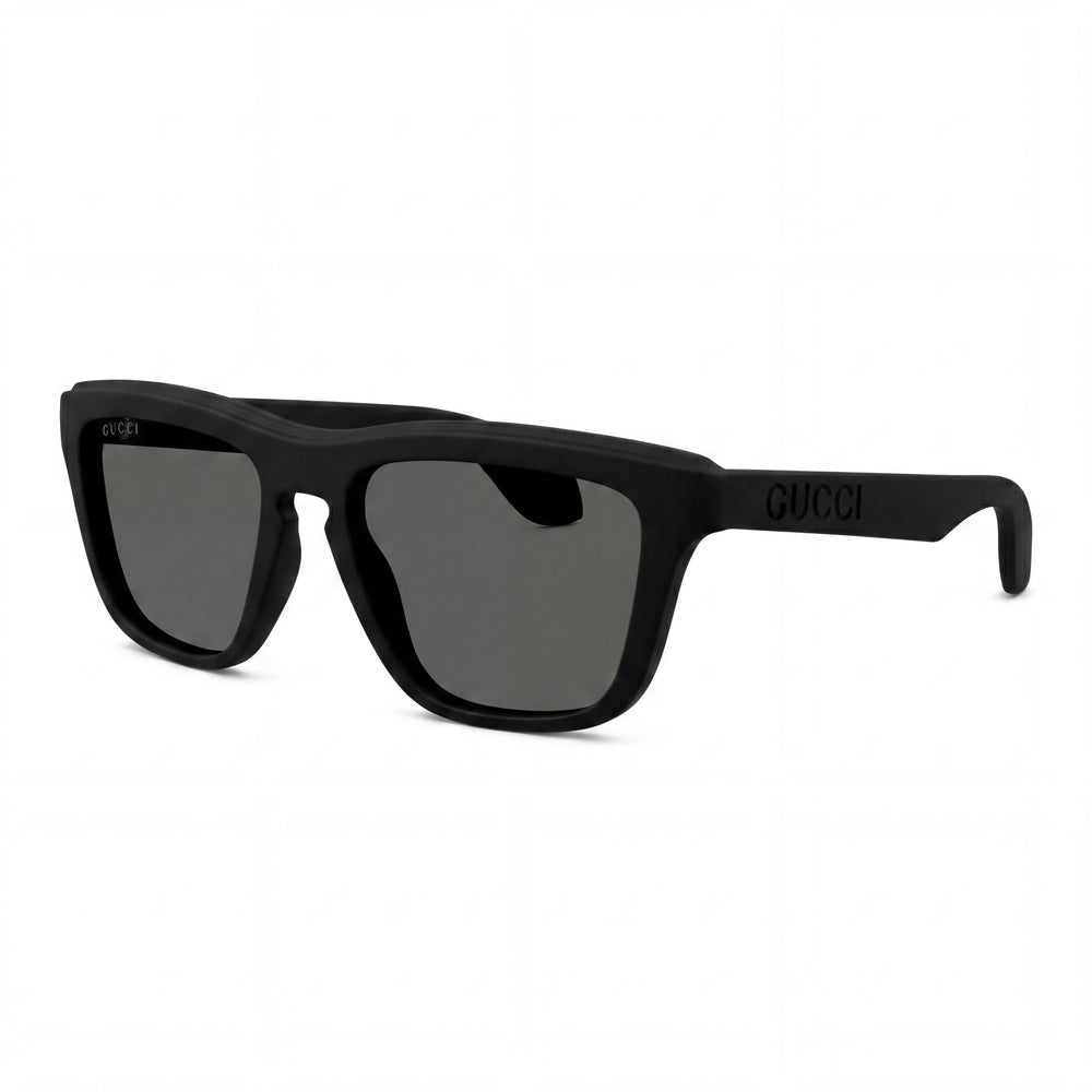 Gafas de sol informales Gucci para hombre, montura de acetato negro, lentes grises no polarizadas, ancho de lente de 55 mm