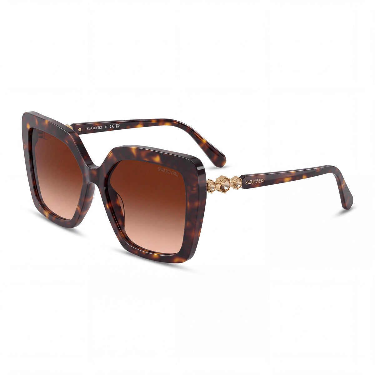 Swarovski 0SK6049 Women's Butterfly Plastic Havana & Gradient Brown Non-Polarized UV Protection Sunglasses 57mm, Photo 1