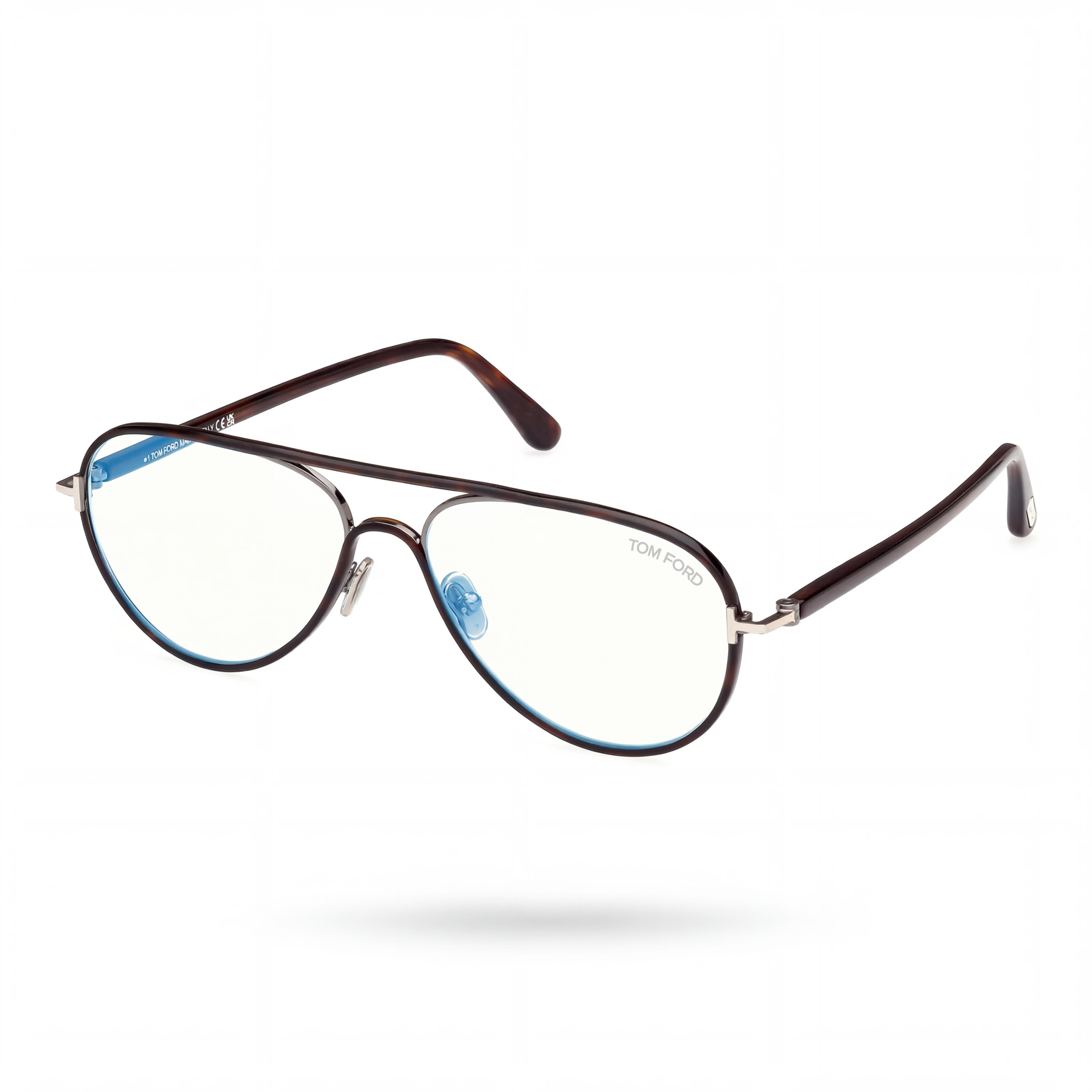Gafas de vista Tom Ford FT5897-B Blue Block para hombre, de metal, color habana oscuro, 57 mm, Photo 1