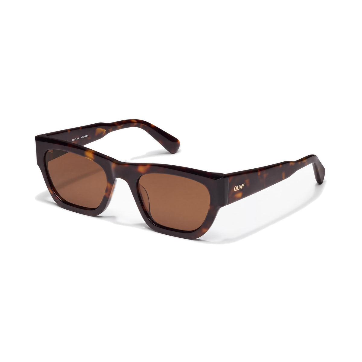QUAY AUSTRALIA Nice Try Unisex Square Sunglasses with a Dark Tortoise Brown Frame and Brown Lenses, Photo 1