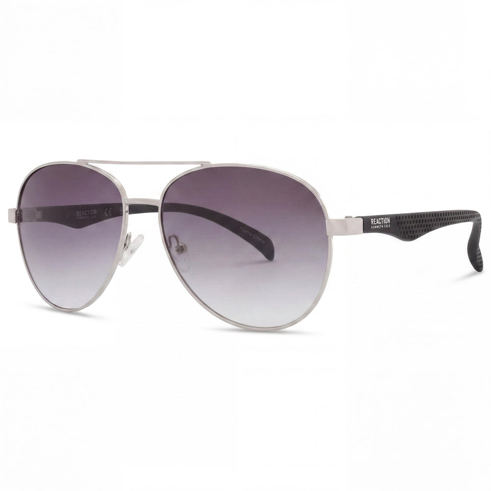 Kenneth Cole Kc1318 Women's Pilot Metal Sunglasses Shiny Light Nickeltin Smoke Lens 100% UV Protected 52mm